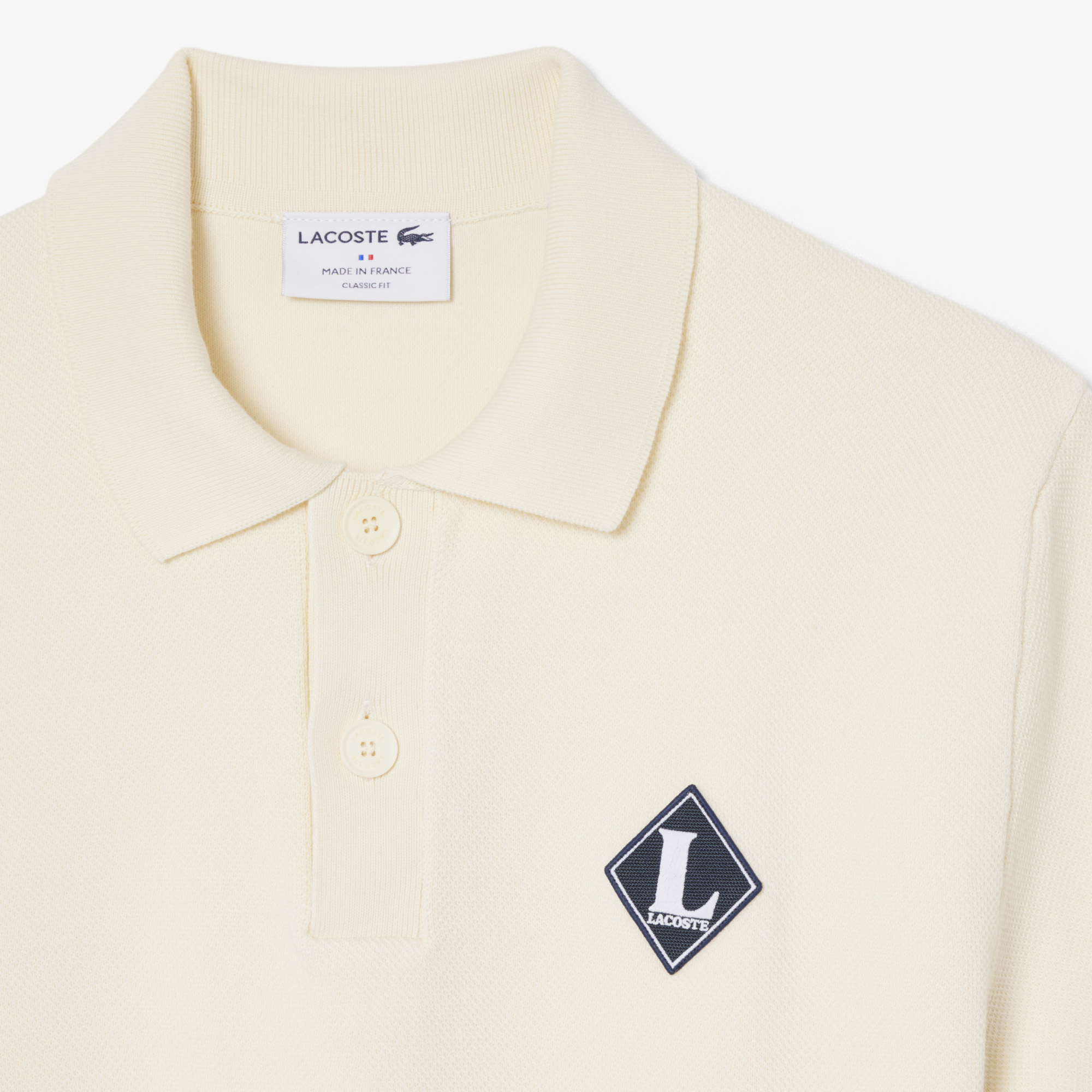 Lacoste Erkek Classic Fit Kısa Kollu Polo Yaka Krem Triko görsel 6