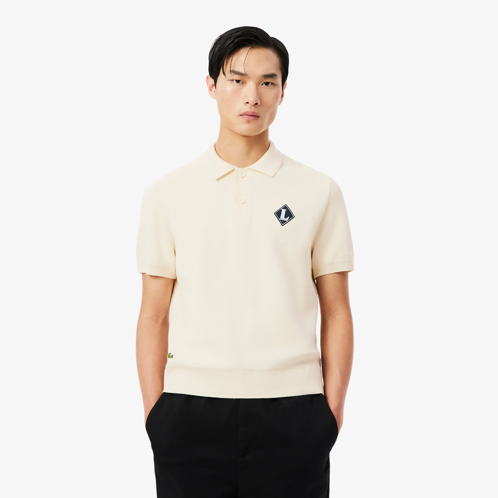 Lacoste Erkek Classic Fit Kısa Kollu Polo Yaka Krem Triko