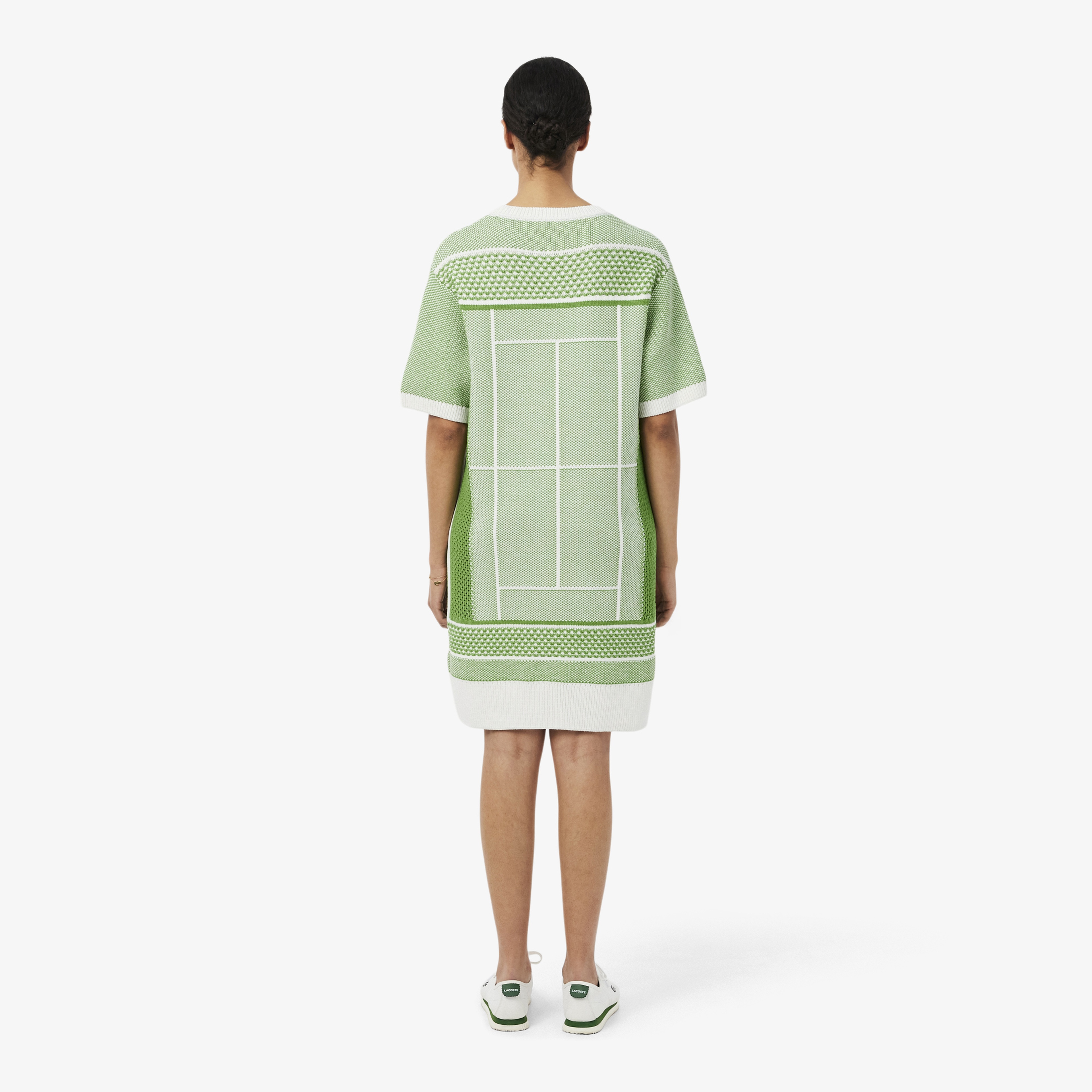 Kadın Classic Fit Kısa Kollu Bisiklet Yaka Desenli Yeşil Elbise Kadın Classic Fit Kısa Kollu Bisiklet Yaka Desenli Yeşil Elbise