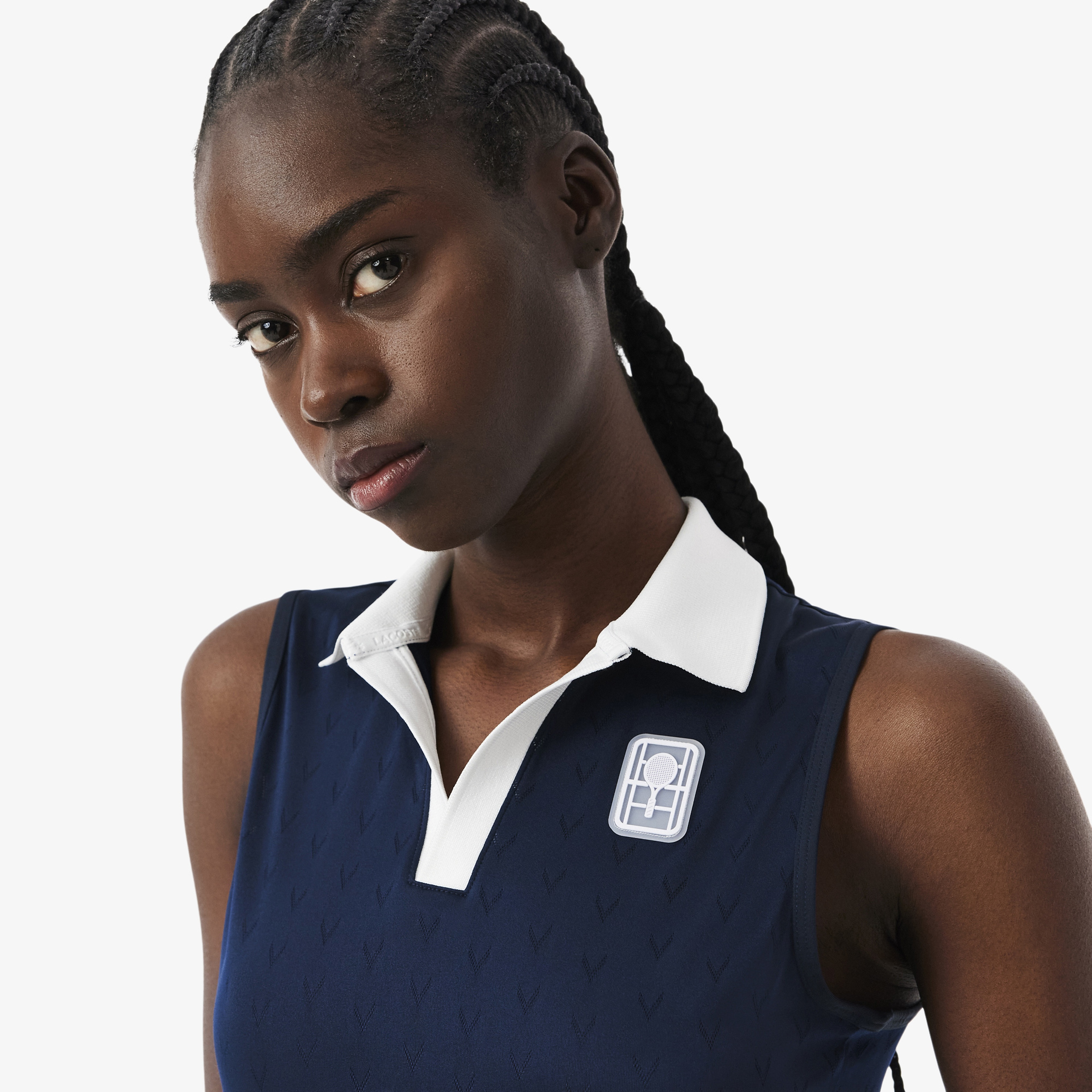 SPORT Kadın Slim Fit Kolsuz Polo Yaka Lacivert Elbise