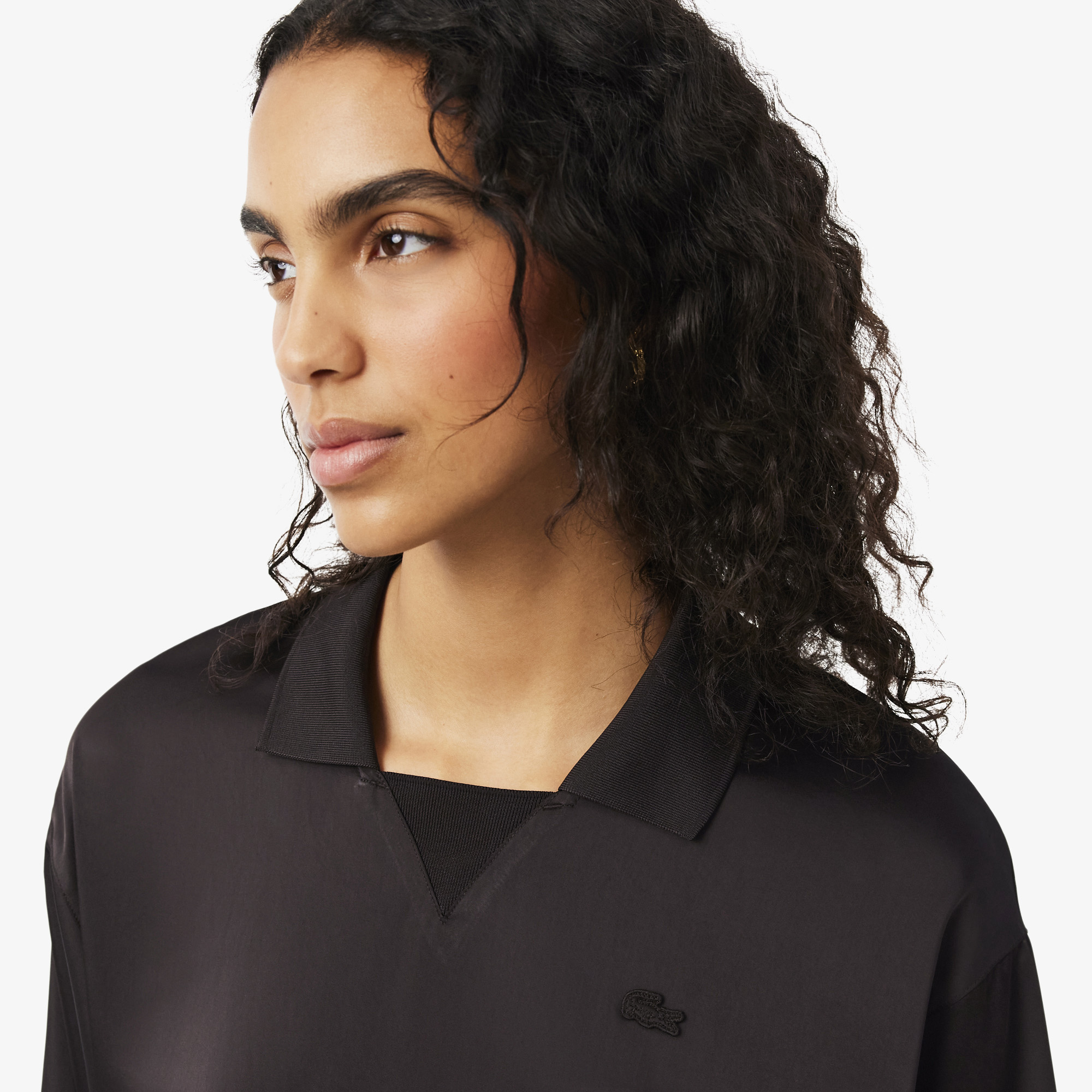 Lacoste Kadın Regular Fit Uzun Kollu Polo Yaka Kahverengi Elbise görsel 2