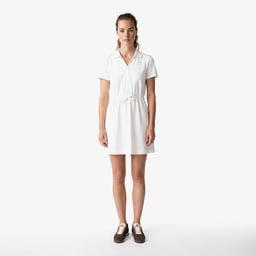 Kadın Flare Fit Kısa Kollu Polo Yaka Krem Elbise Krem