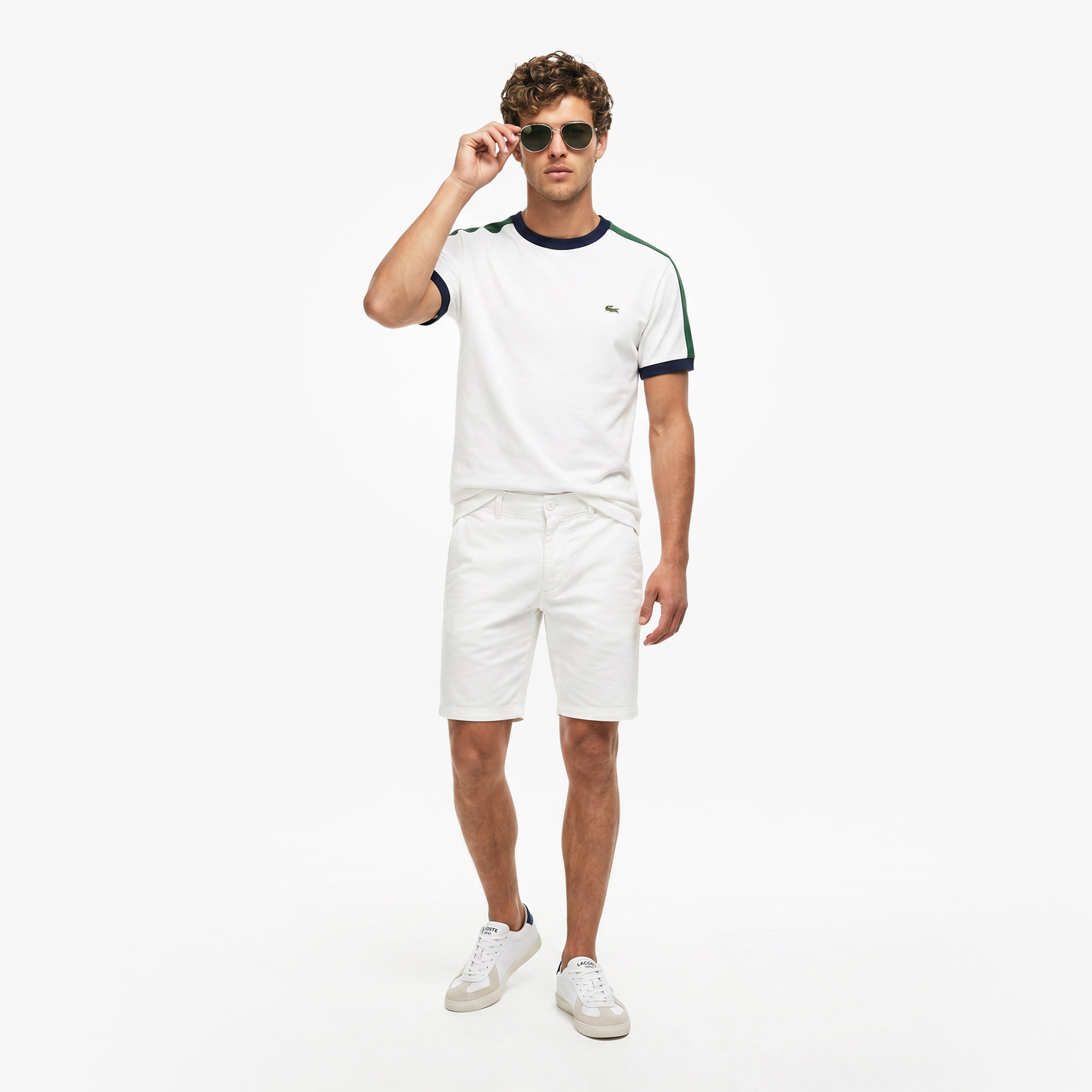 Erkek Regular Fit Bisiklet Yaka Renk Bloklu Beyaz T-Shirt