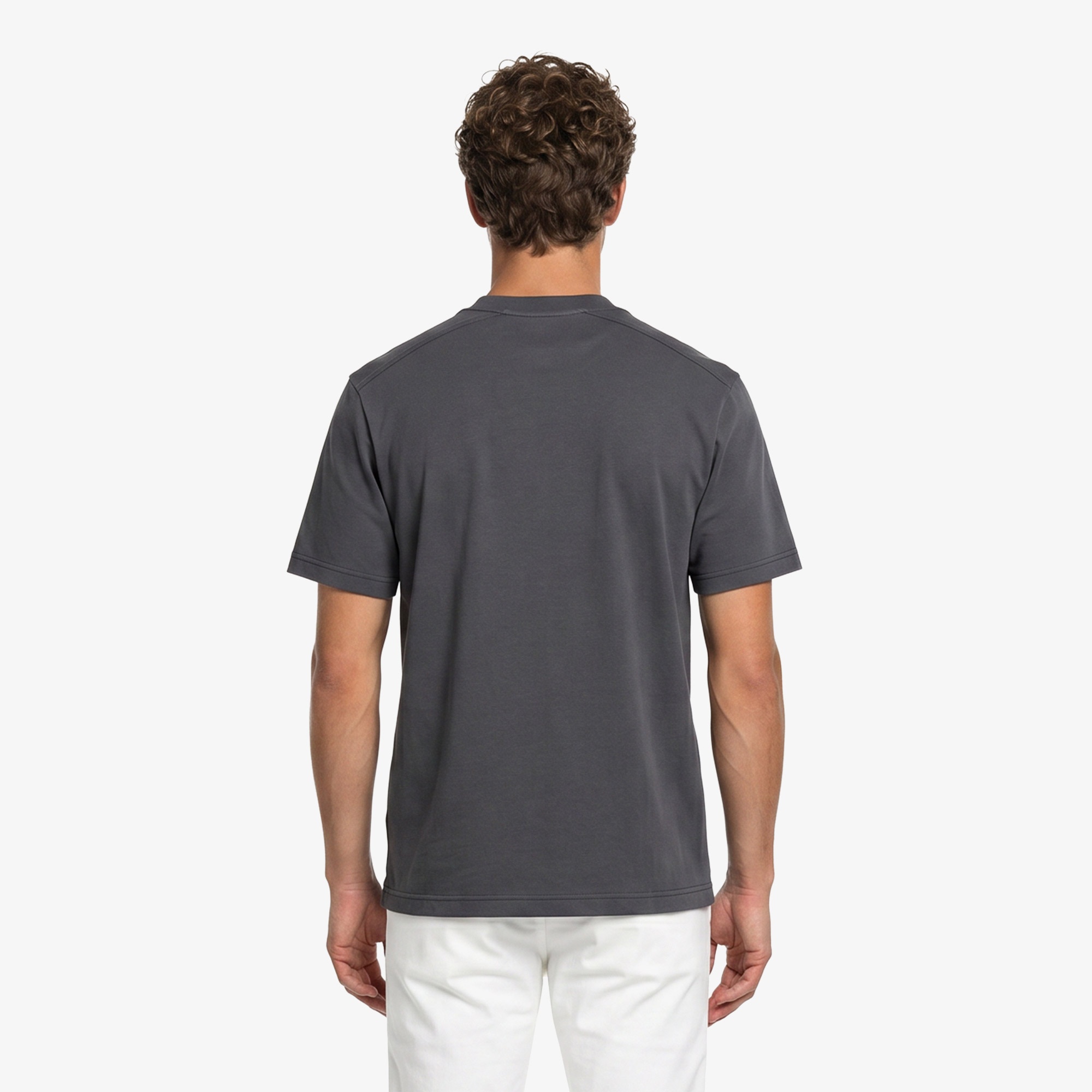 Erkek Relaxed Fit Bisiklet Yaka Koyu Gri T-Shirt