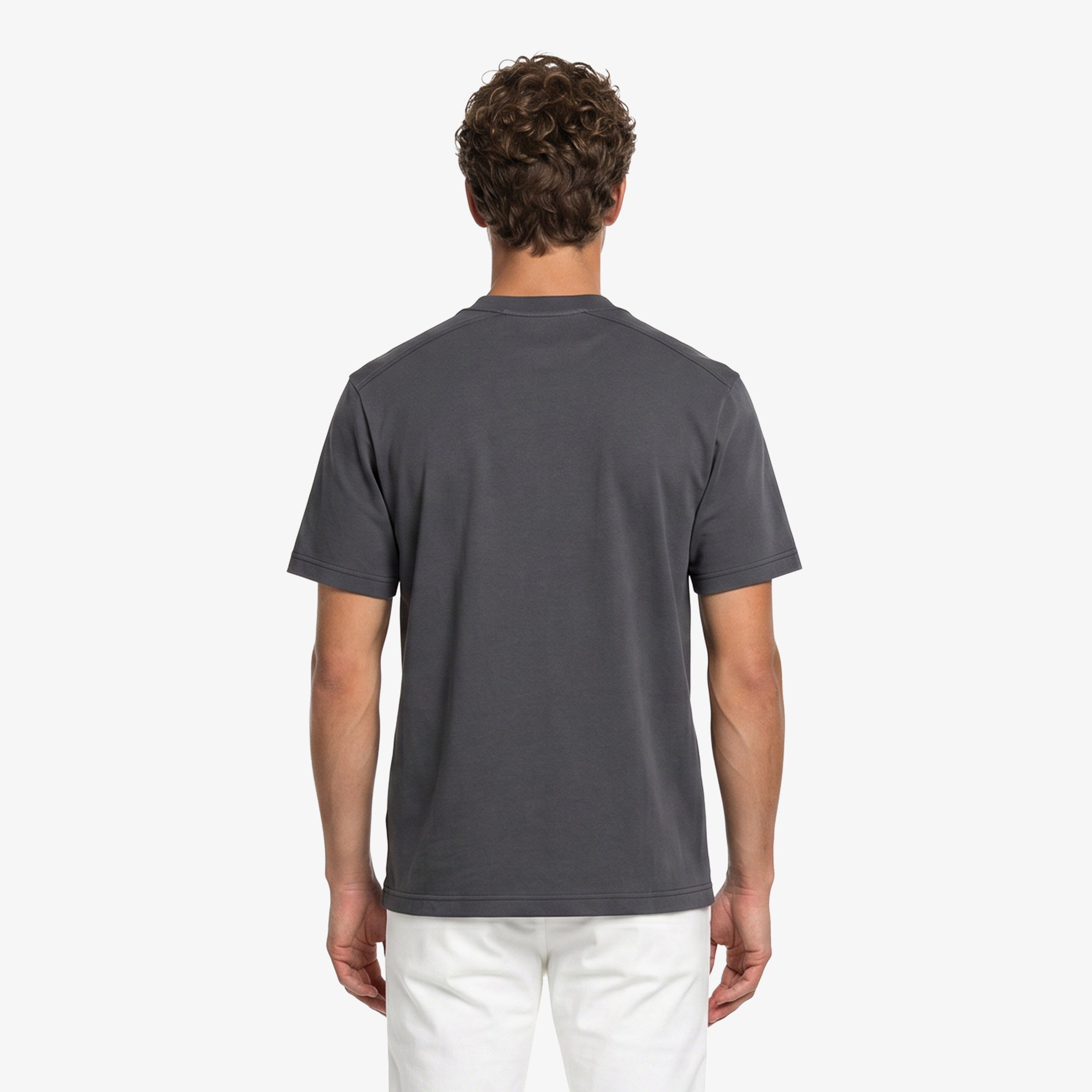 Erkek Relaxed Fit Bisiklet Yaka Koyu Gri T-Shirt Erkek Relaxed Fit Bisiklet Yaka Koyu Gri T-Shirt