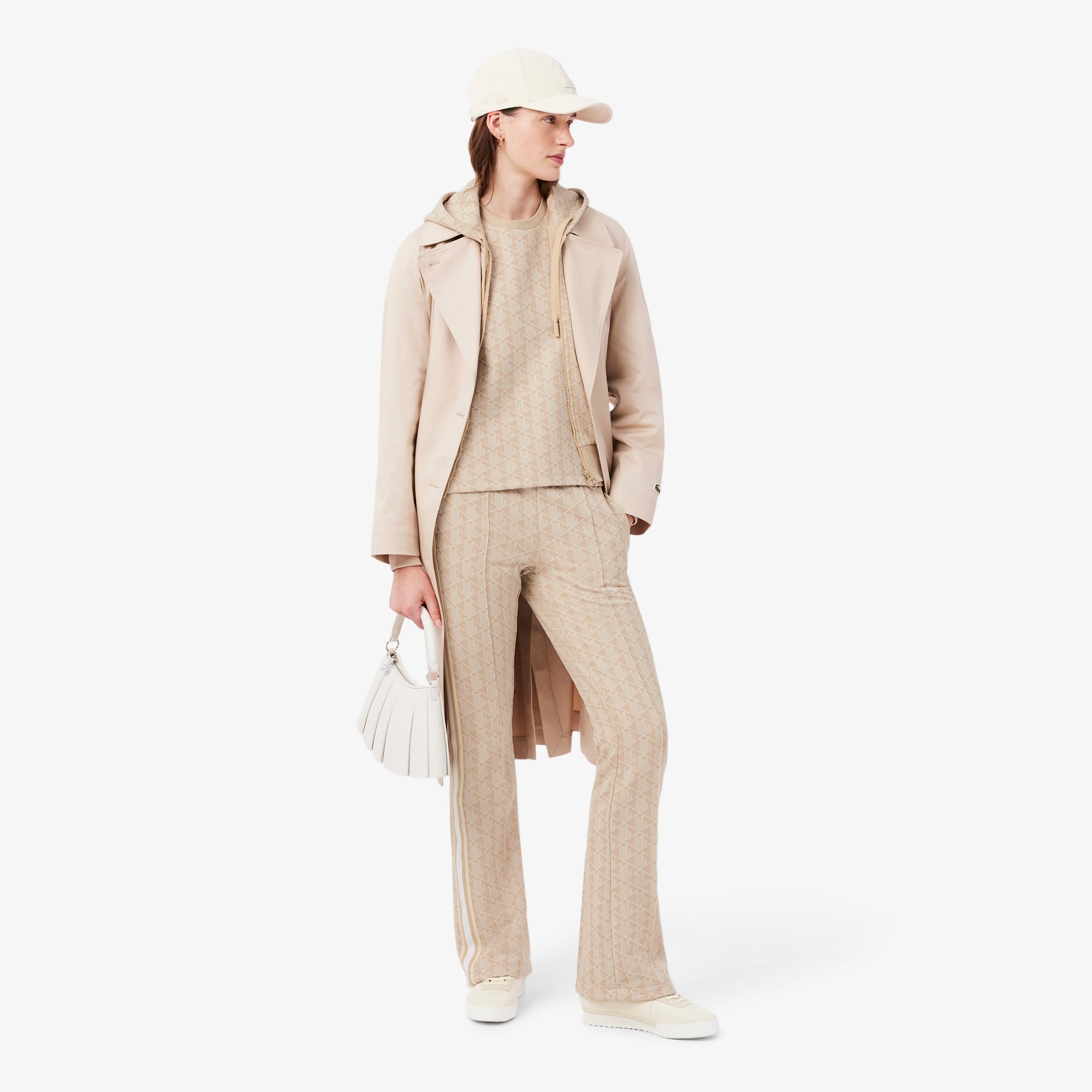 Lacoste Kadın Flare Fit Monogram Bej Eşofman Altı görsel 4