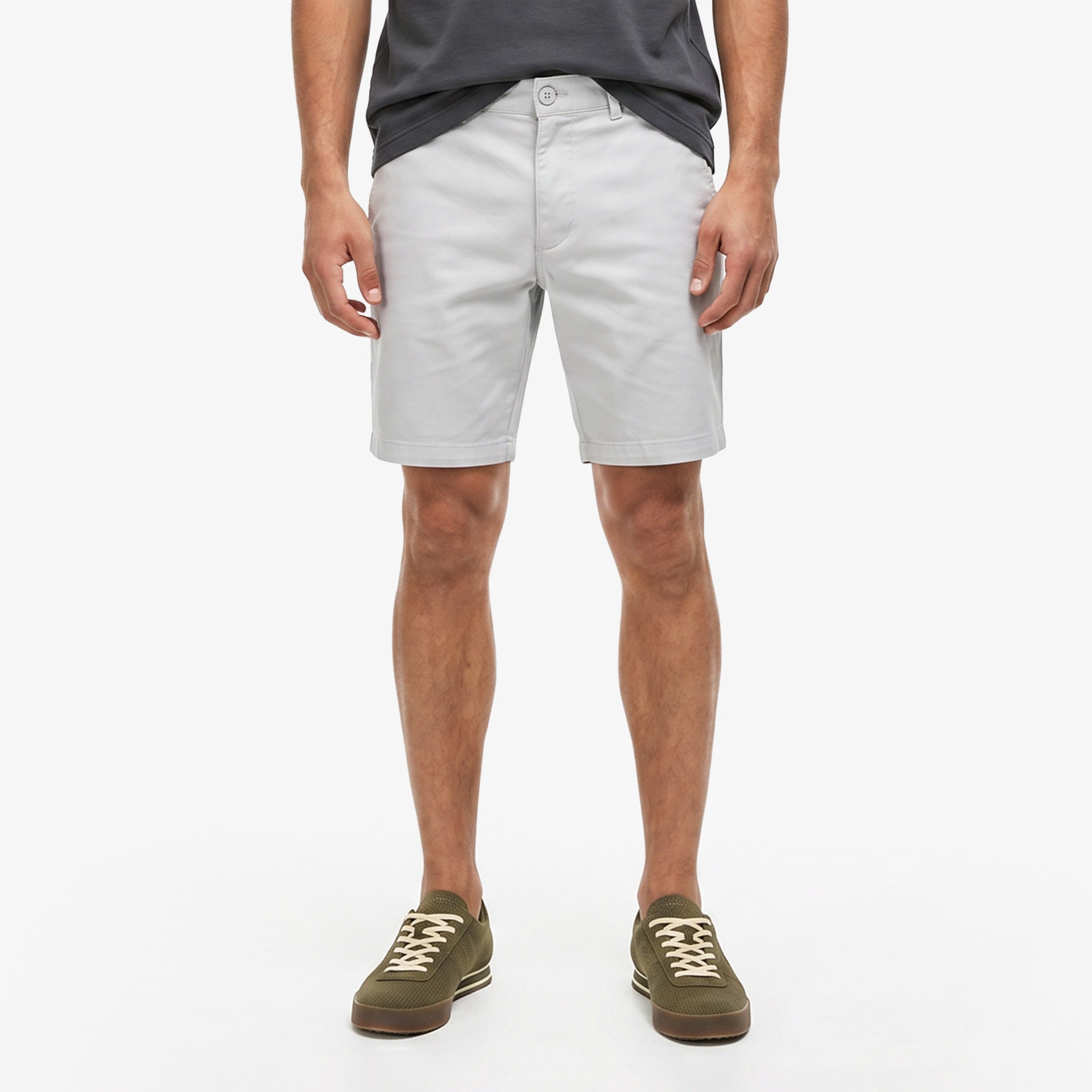 Erkek Slim Fit Gri Bermuda