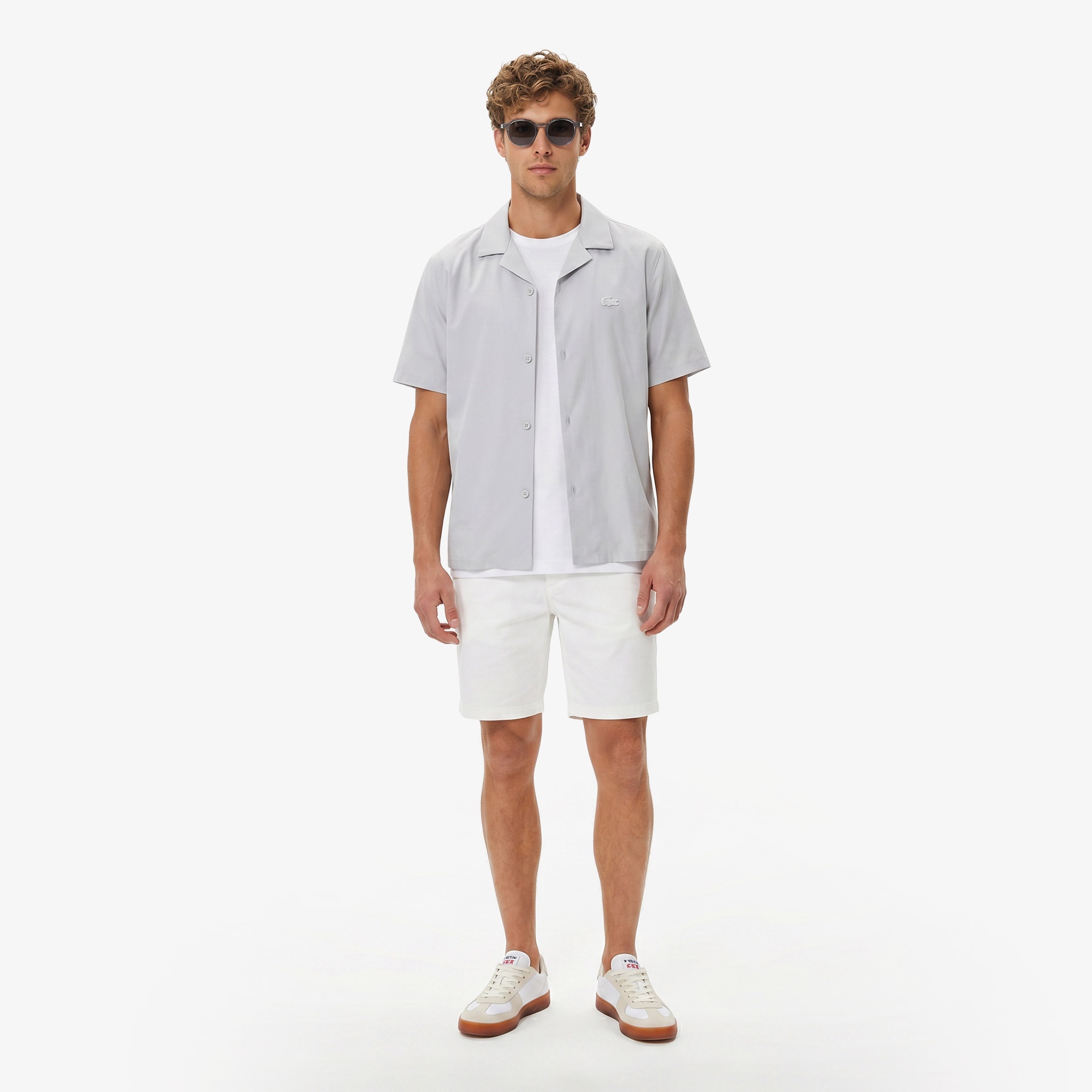 Erkek Relaxed Fit Kısa Kollu Gri Gömlek