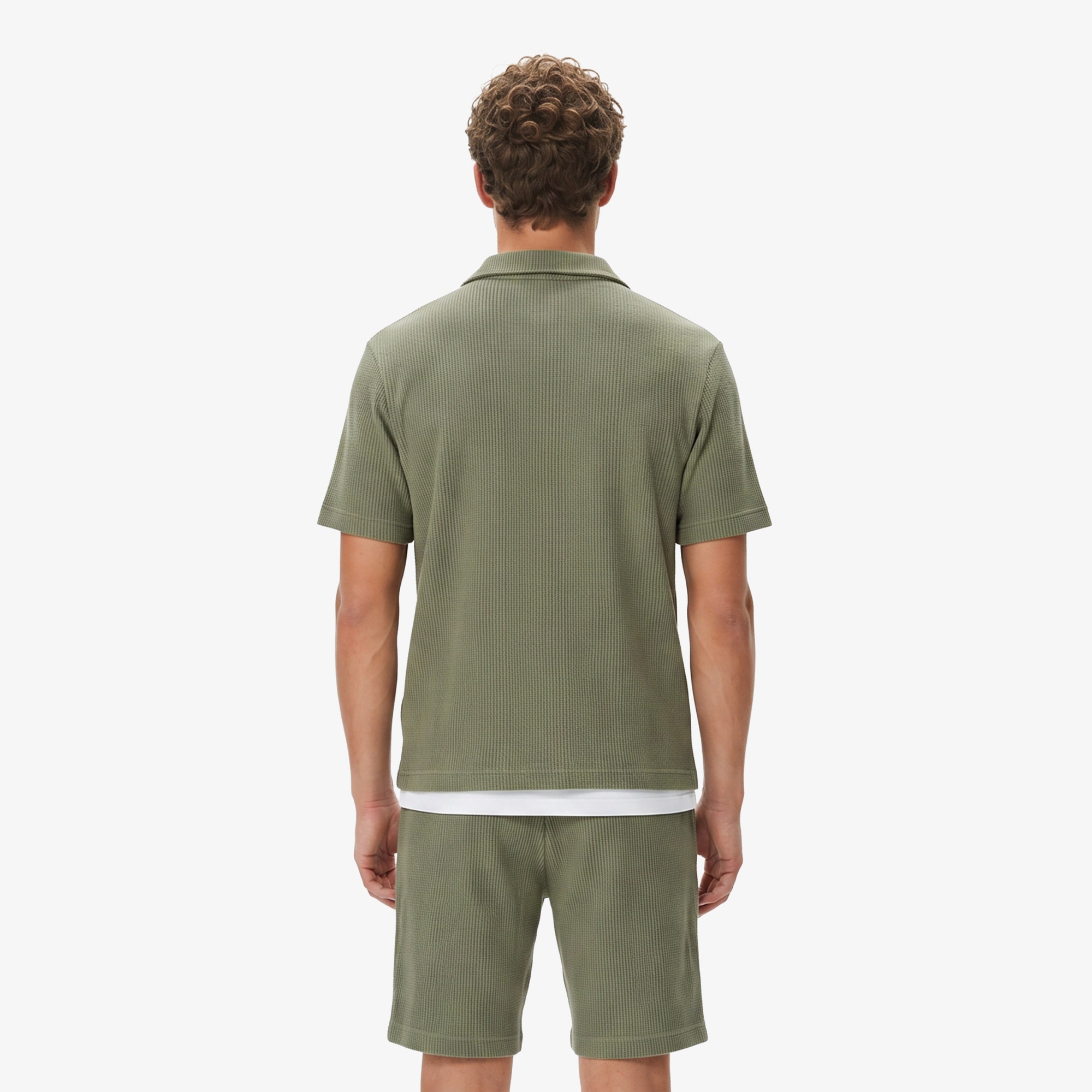 Erkek Relaxed Fit Kısa Kollu Haki Gömlek