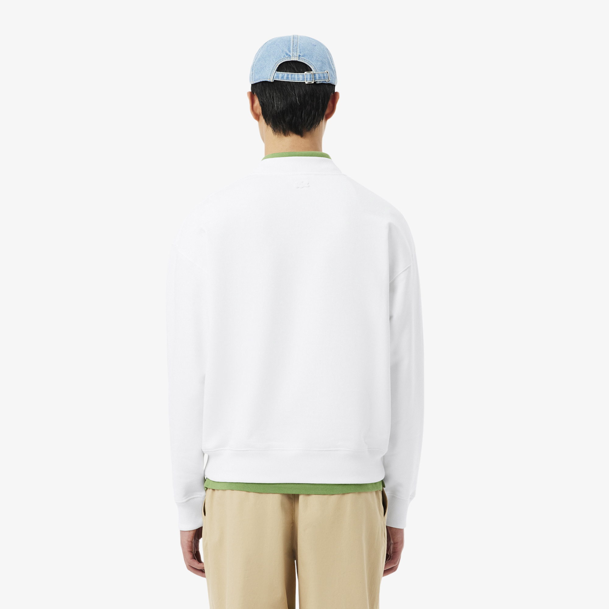 Lacoste Erkek Loose Fit Bisiklet Yaka Beyaz Sweatshirt görsel 3