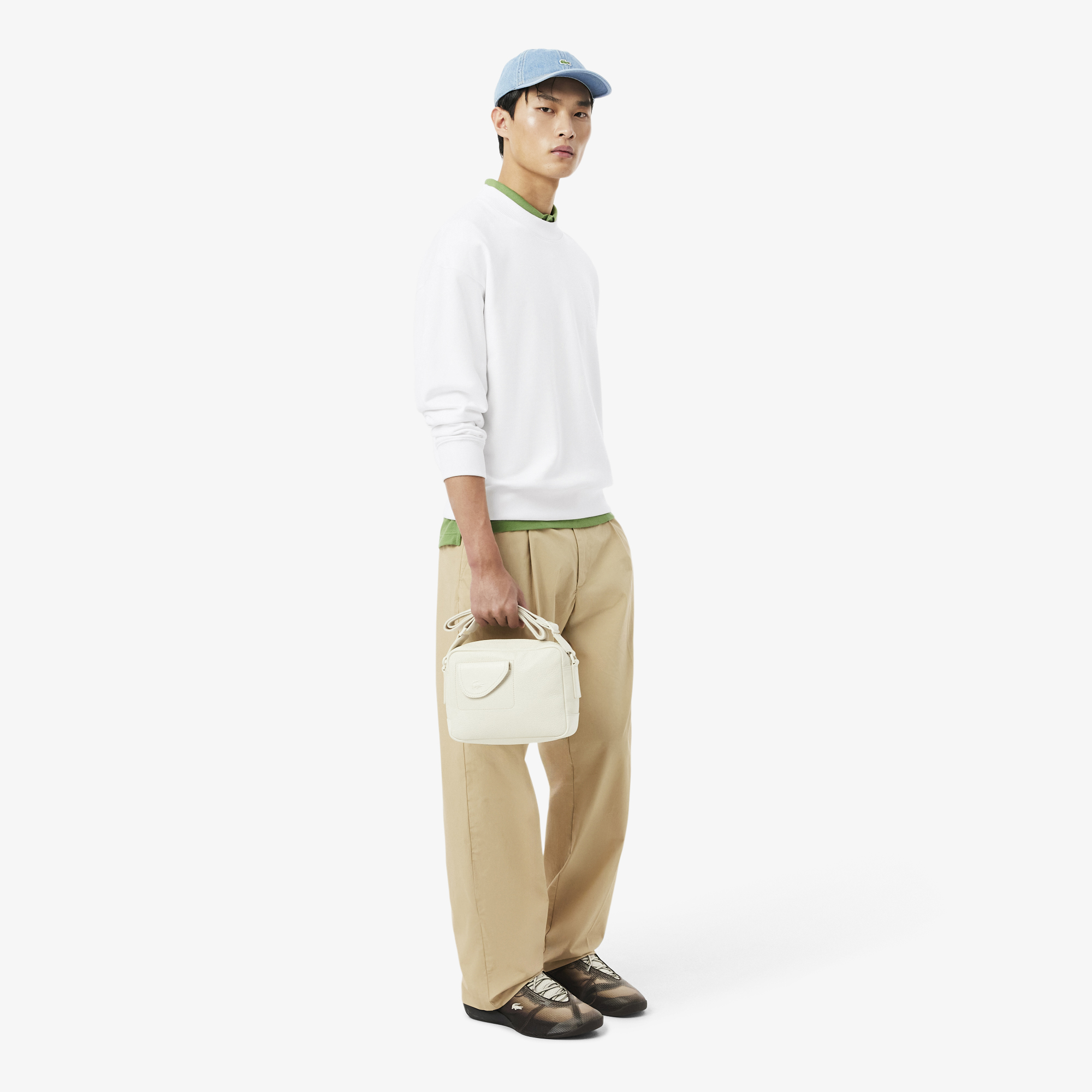 Lacoste Erkek Loose Fit Bisiklet Yaka Beyaz Sweatshirt görsel 4