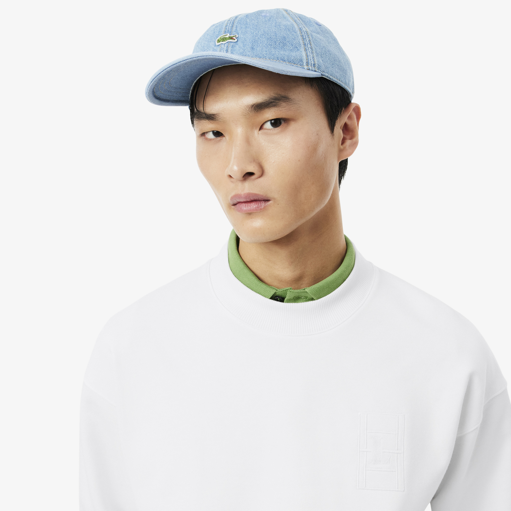 Lacoste Erkek Loose Fit Bisiklet Yaka Beyaz Sweatshirt görsel 2