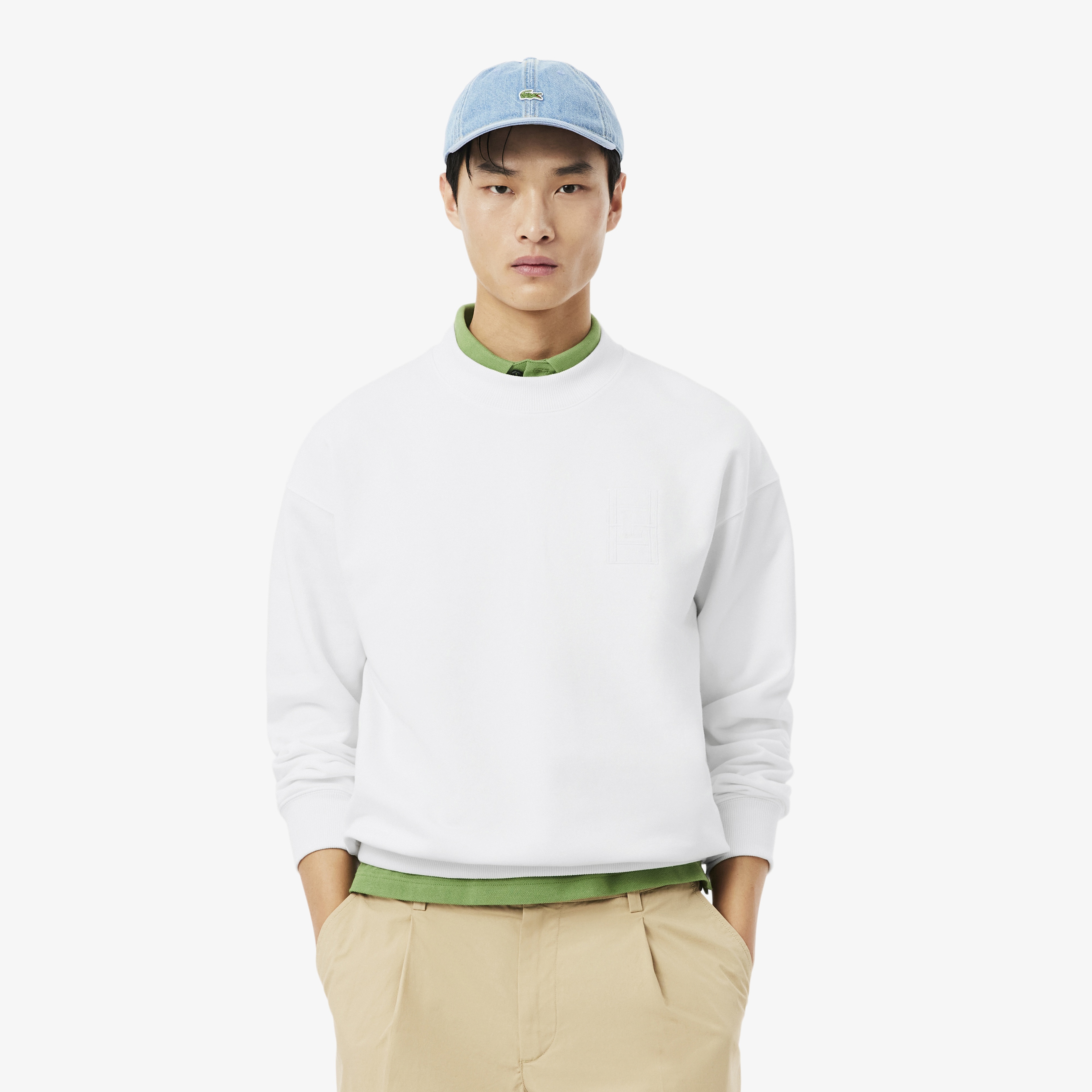 Erkek Loose Fit Bisiklet Yaka Beyaz Sweatshirt Erkek Loose Fit Bisiklet Yaka Beyaz Sweatshirt
