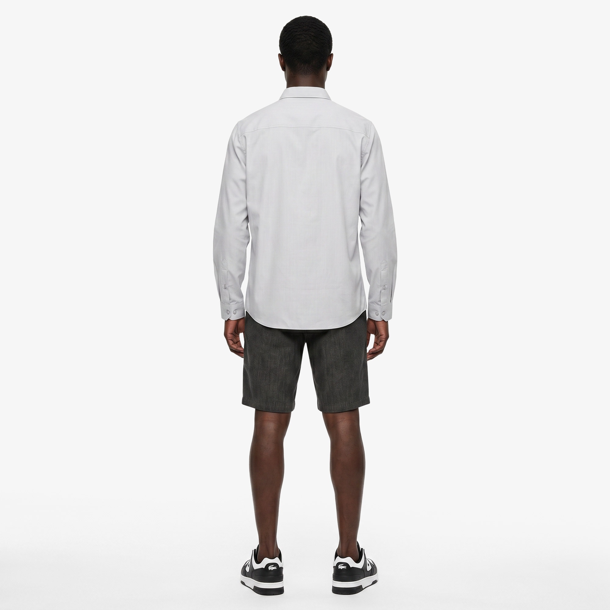 Erkek Slim Fit Düğmeli Yaka Gri Gömlek