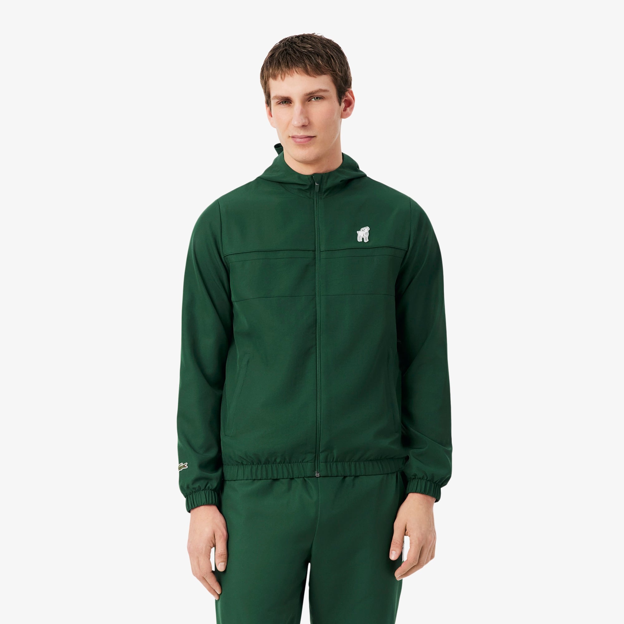 Lacoste x Novak Djokovic The GOAT Erkek Regular Fit Kapüşonlu Yeşil Yağmurluk