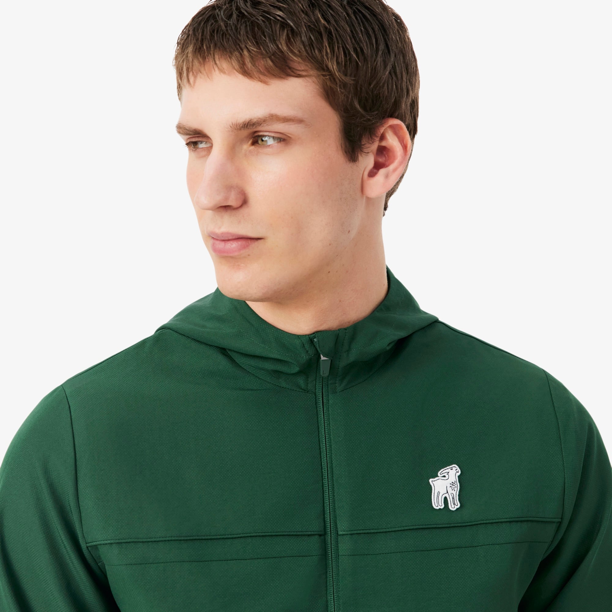 Lacoste x Novak Djokovic The GOAT Erkek Regular Fit Kapüşonlu Yeşil Yağmurluk
