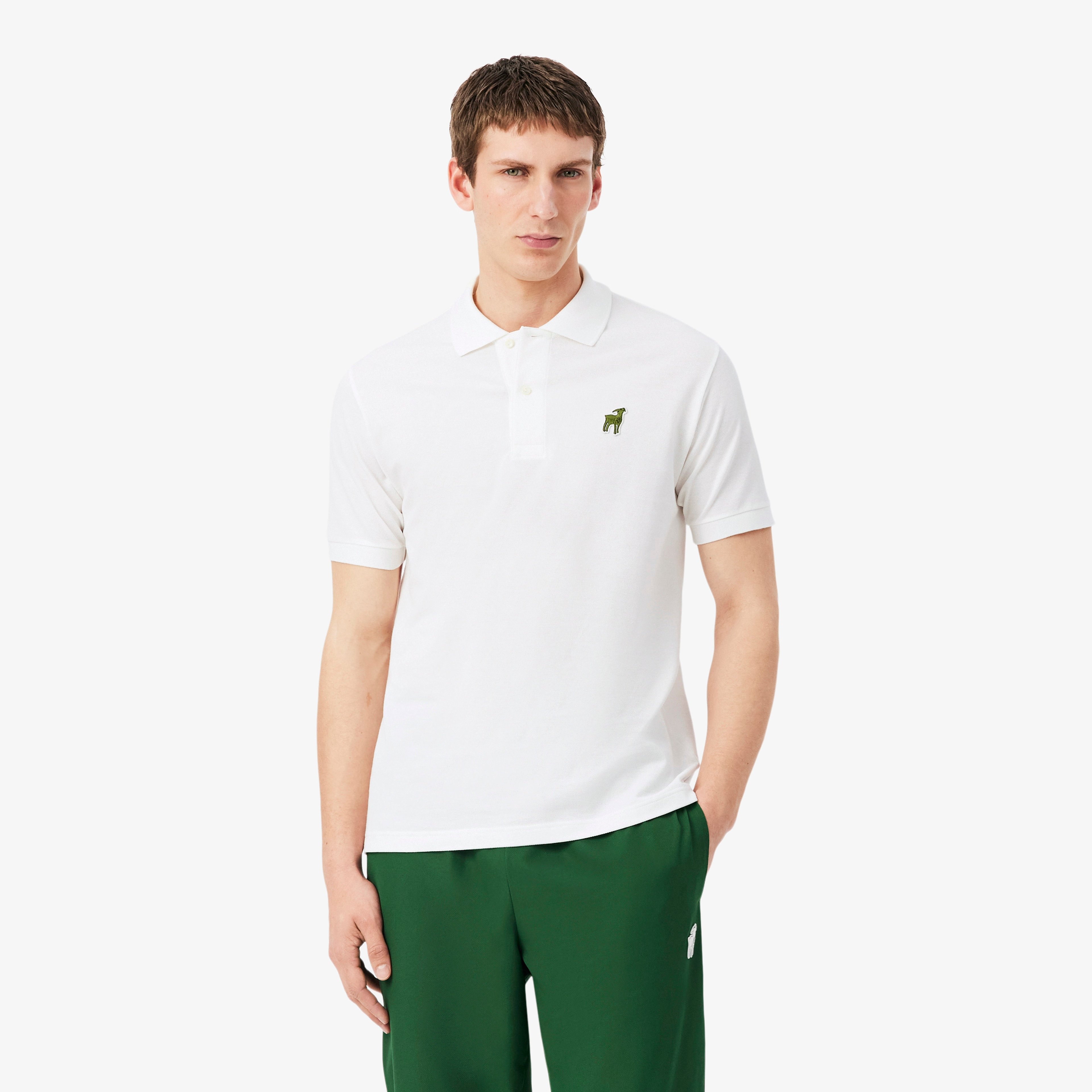 Lacoste x Novak Djokovic The GOAT Erkek Classic Fit Beyaz Polo Lacoste x Novak Djokovic The GOAT Erkek Classic Fit Beyaz Polo