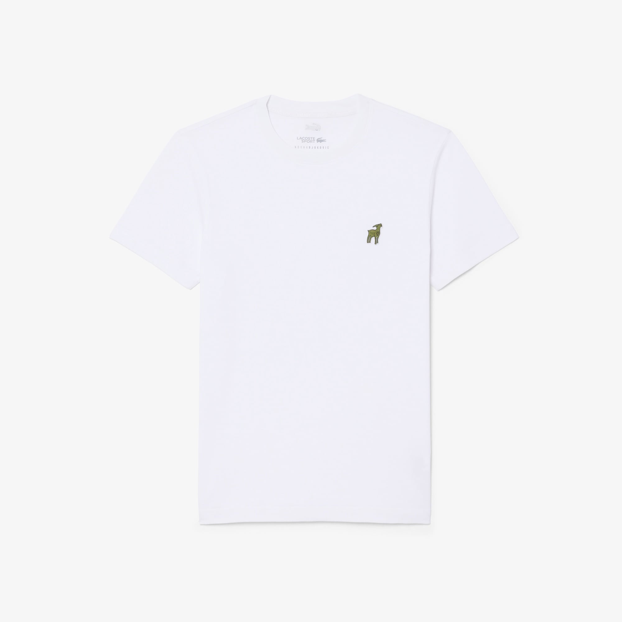 Lacoste x Novak Djokovic The GOAT Erkek Regular Fit Bisiklet Yaka Beyaz T-Shirt