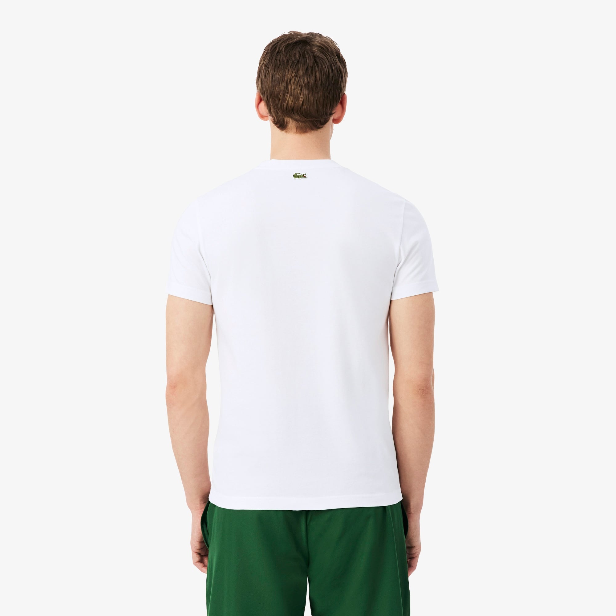 Lacoste x Novak Djokovic The GOAT Erkek Regular Fit Bisiklet Yaka Beyaz T-Shirt