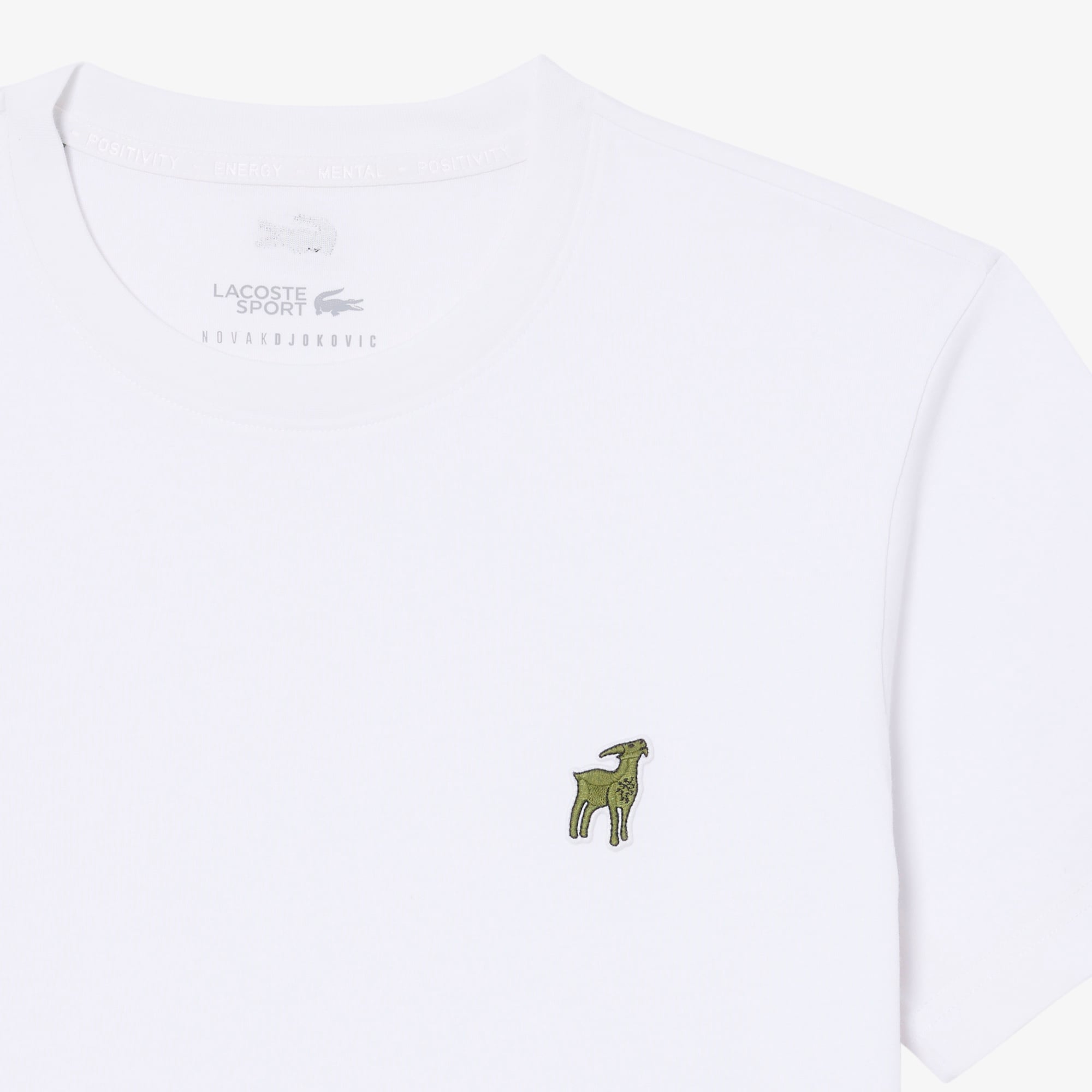 Lacoste x Novak Djokovic The GOAT Erkek Regular Fit Bisiklet Yaka Beyaz T-Shirt