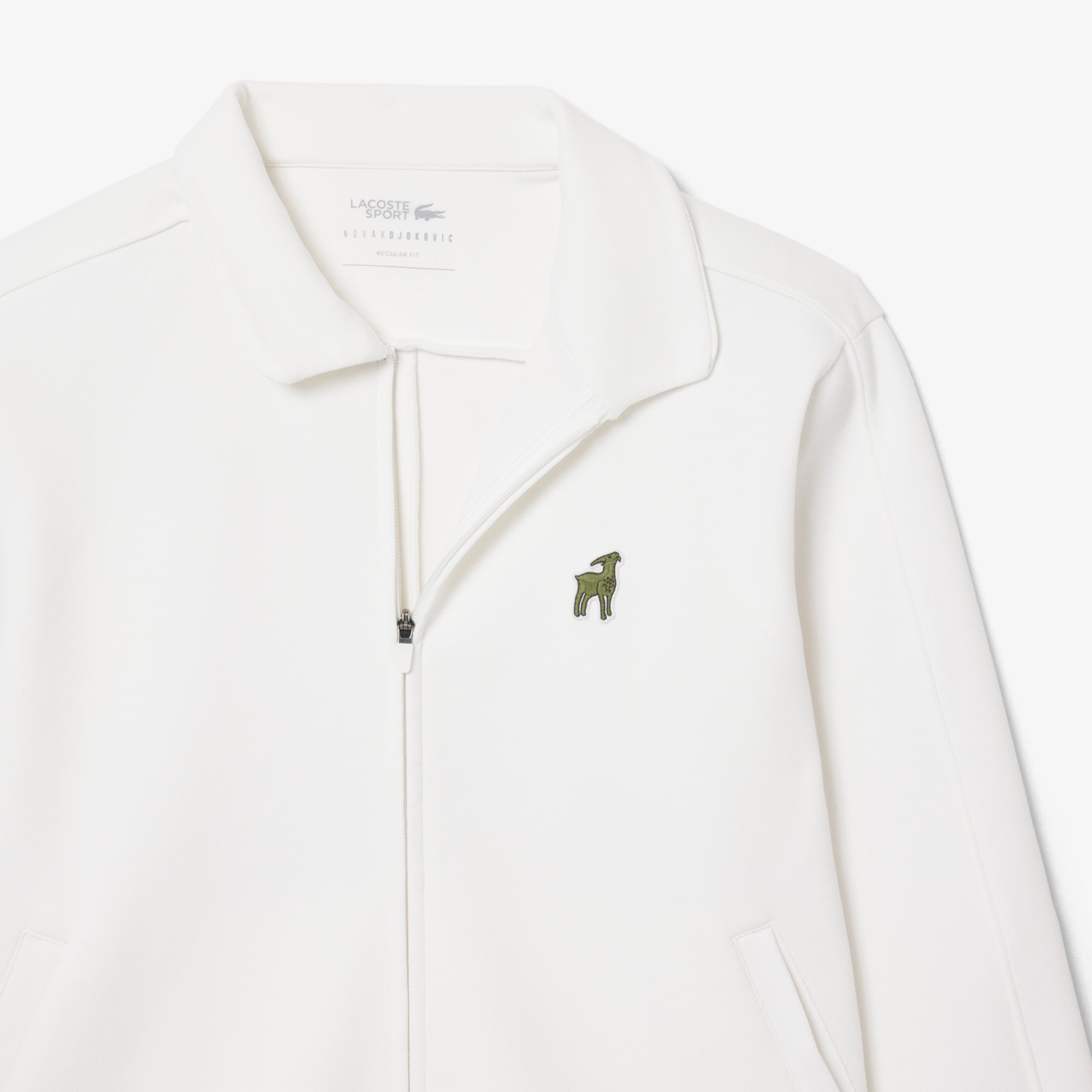 Lacoste x Novak Djokovic The GOAT Erkek Regular Fit Fermuarlı Beyaz Sweatshirt