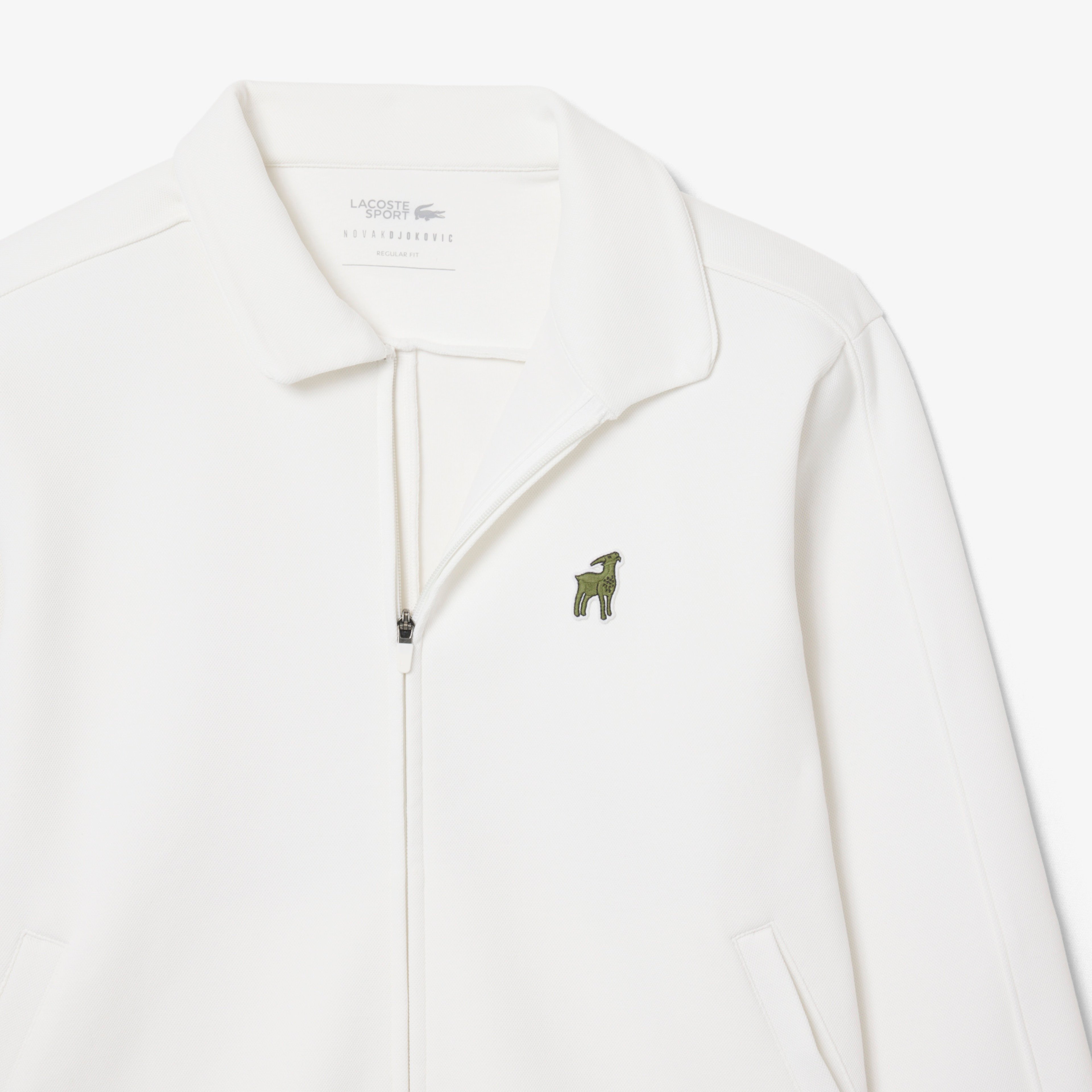 Lacoste x Novak Djokovic The GOAT Erkek Regular Fit Fermuarlı Beyaz Sweatshirt