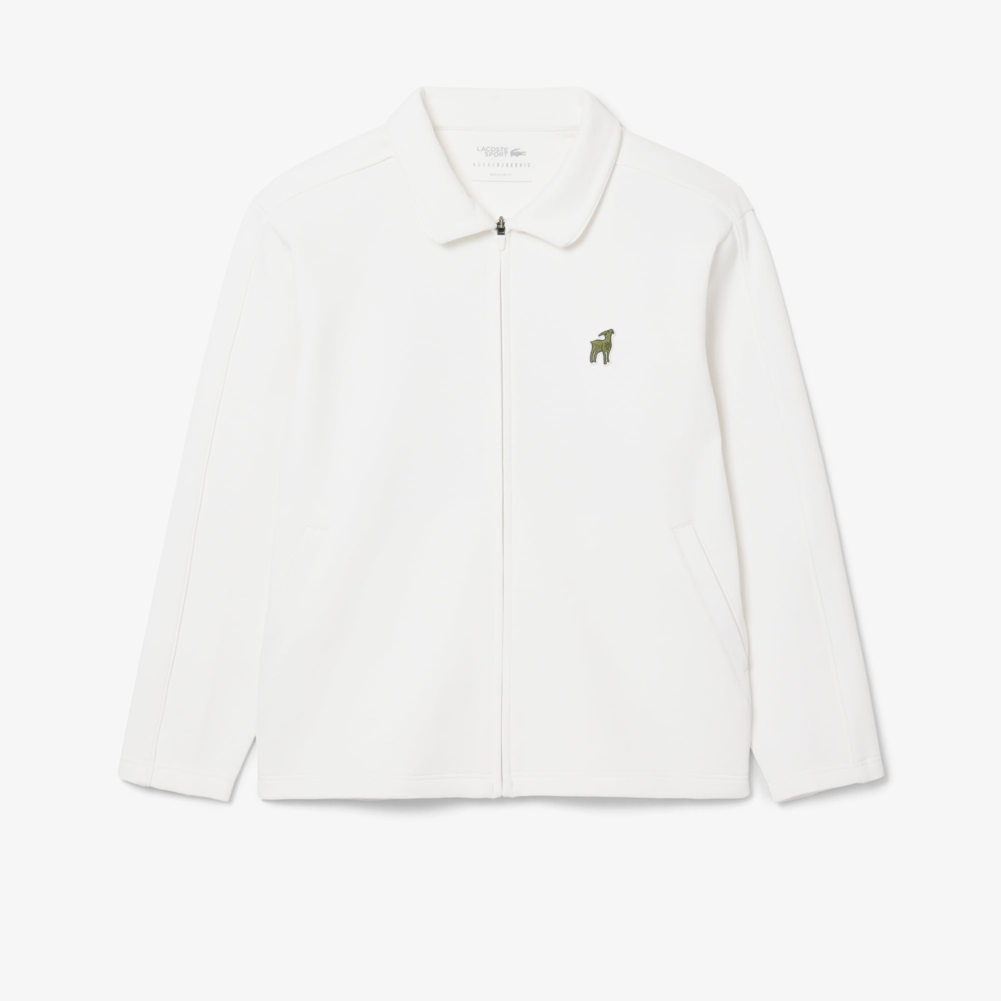 Lacoste x Novak Djokovic The GOAT Erkek Regular Fit Fermuarlı Beyaz Sweatshirt