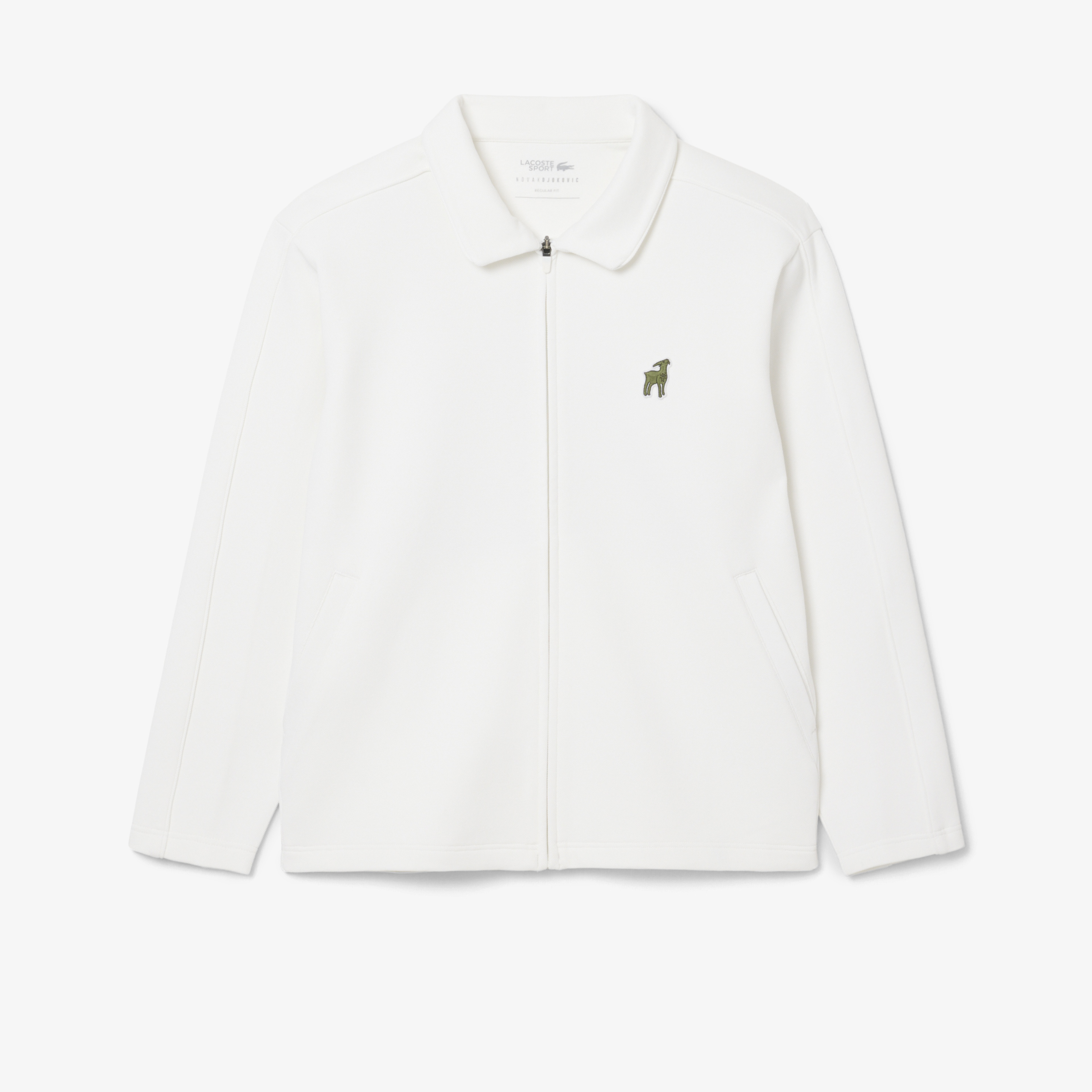 Lacoste x Novak Djokovic The GOAT Erkek Regular Fit Fermuarlı Beyaz Sweatshirt