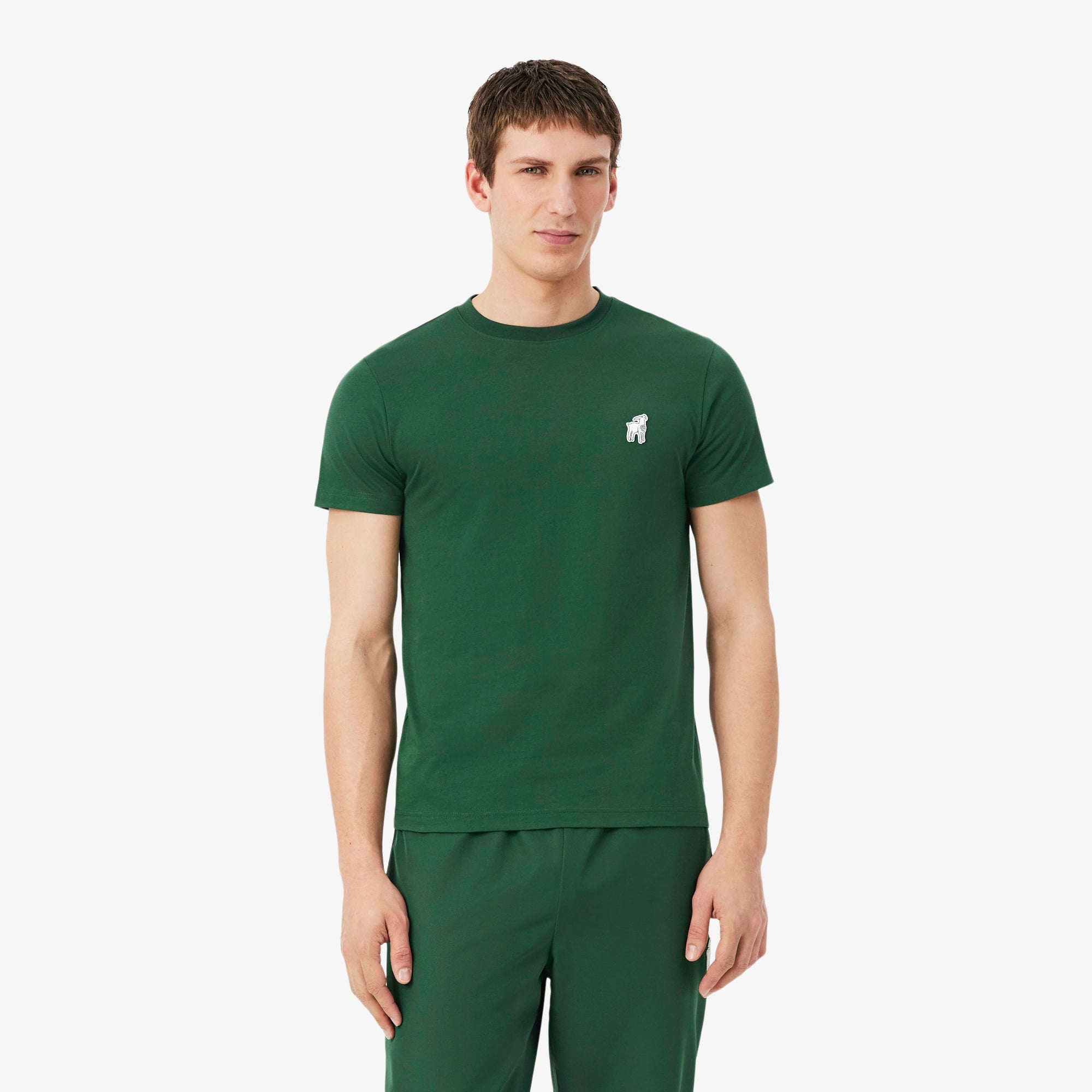 Lacoste x Novak Djokovic The GOAT Erkek Regular Fit Bisiklet Yaka Yeşil T-Shirt