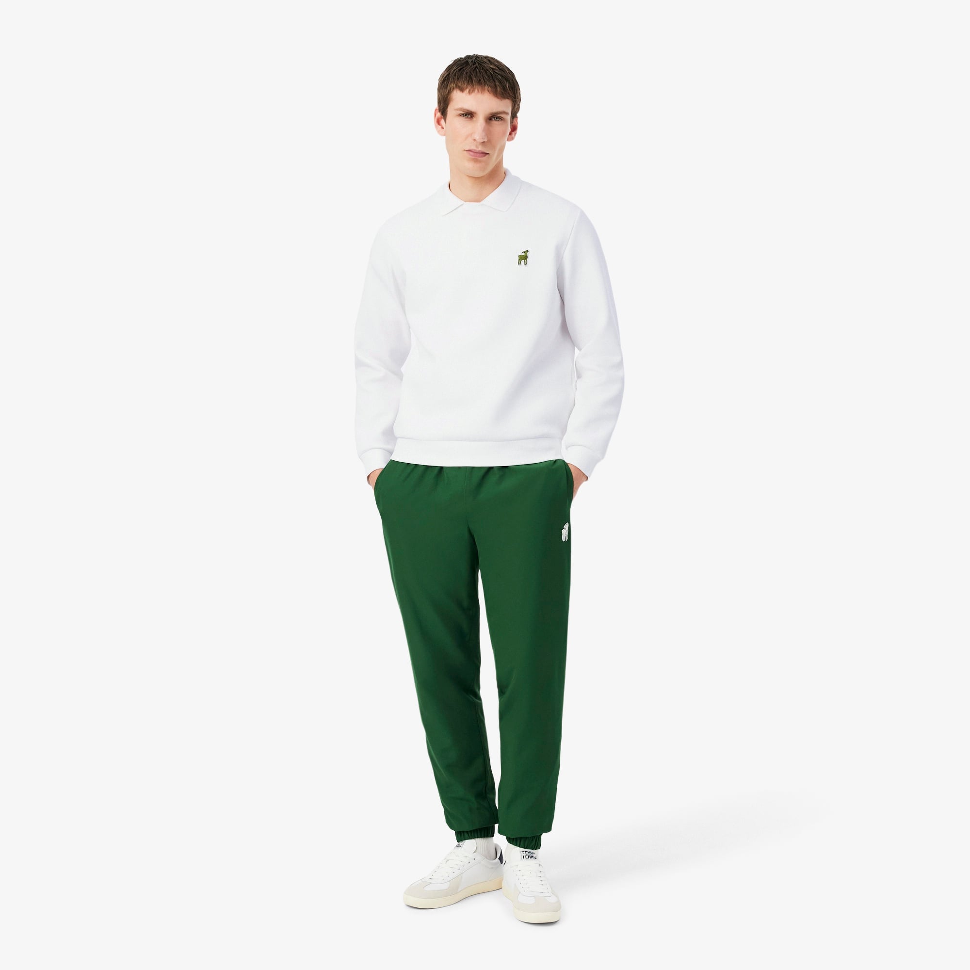 Lacoste x Novak Djokovic The GOAT Erkek Regular Fit Bisiklet Yaka Beyaz Sweatshirt