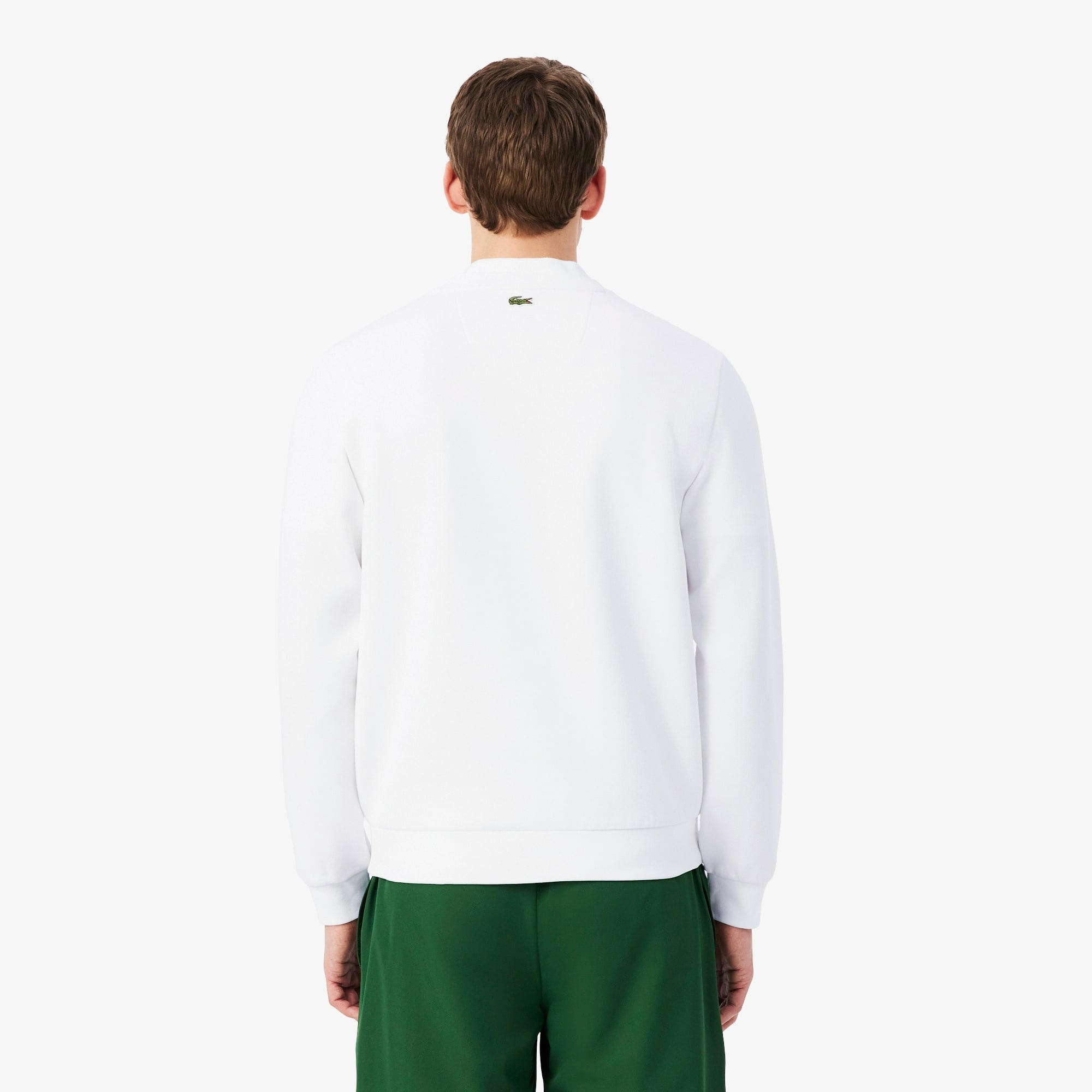 Lacoste x Novak Djokovic The GOAT Erkek Regular Fit Bisiklet Yaka Beyaz Sweatshirt