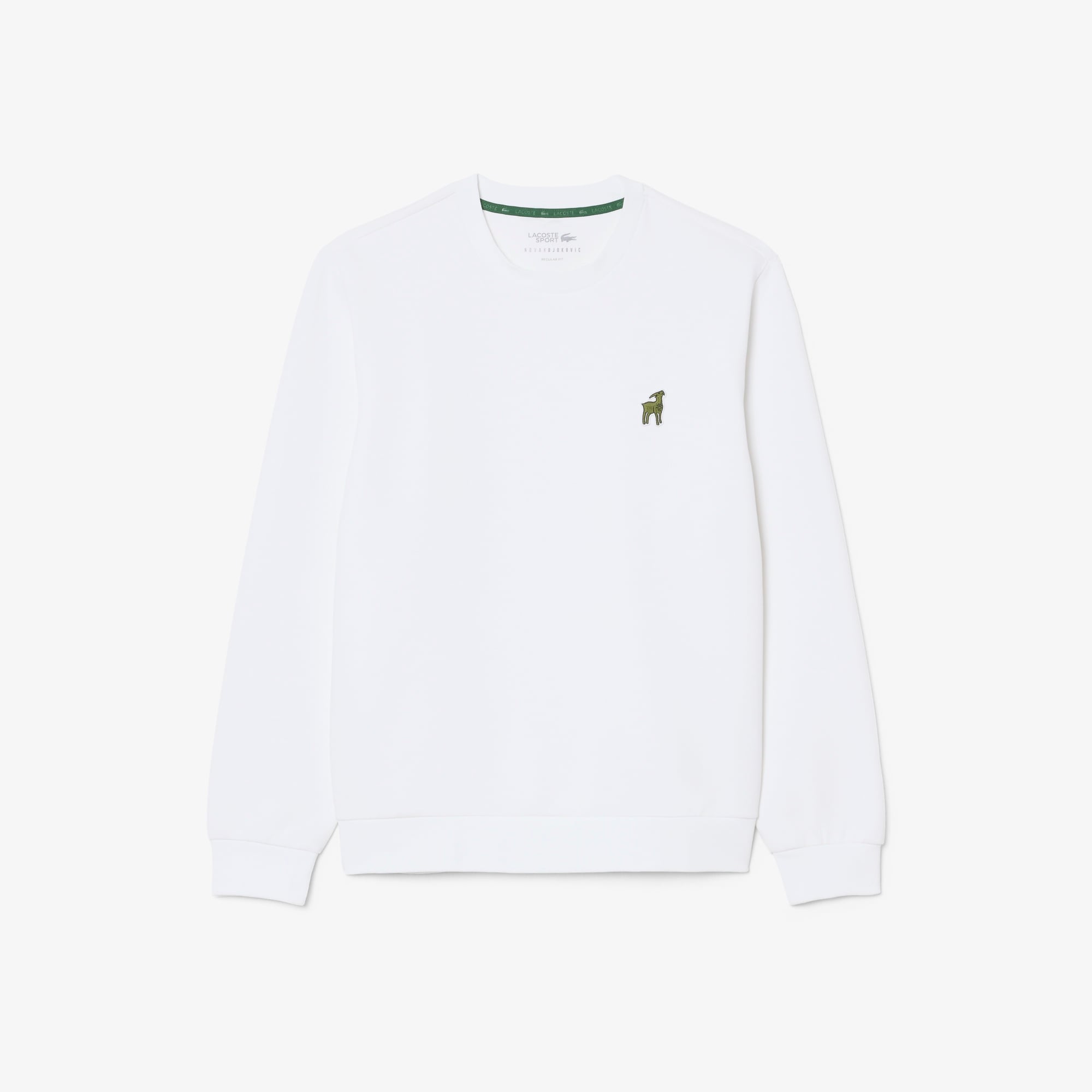 Lacoste x Novak Djokovic The GOAT Erkek Regular Fit Bisiklet Yaka Beyaz Sweatshirt