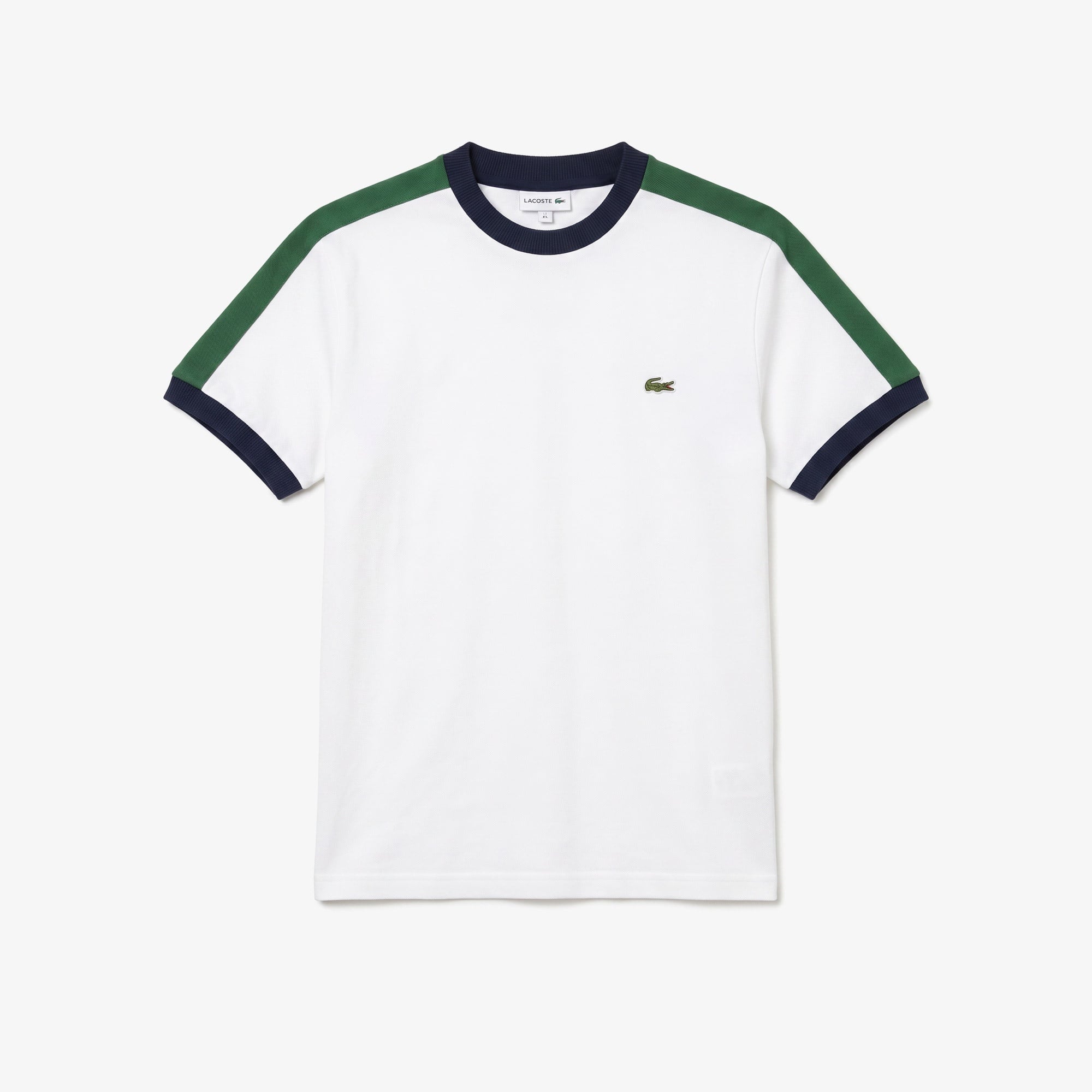 Erkek Regular Fit Bisiklet Yaka Renk Bloklu Beyaz T-Shirt