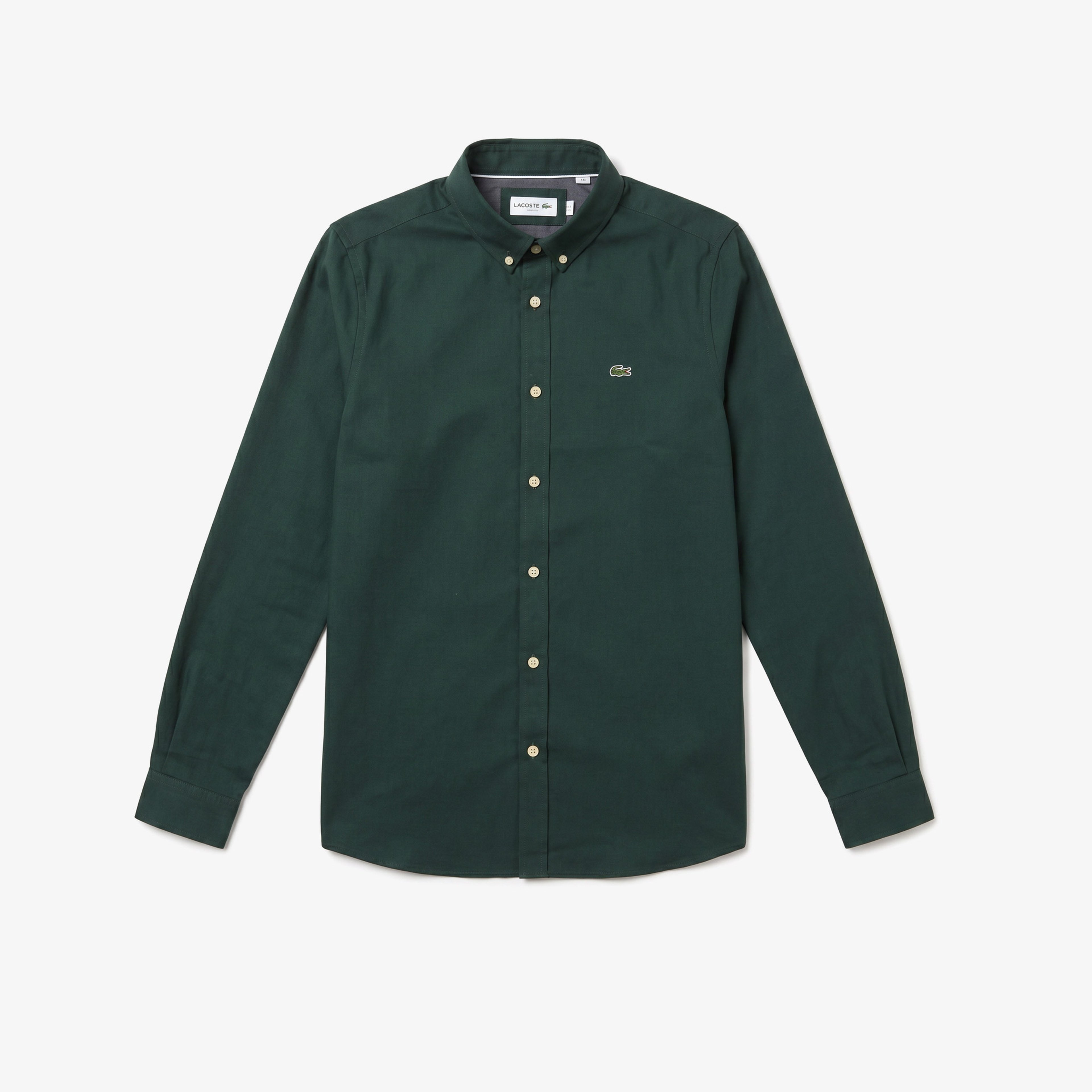 Erkek Slim Fit Düğmeli Yaka Koyu Yeşil Gömlek Erkek Slim Fit Düğmeli Yaka Koyu Yeşil Gömlek