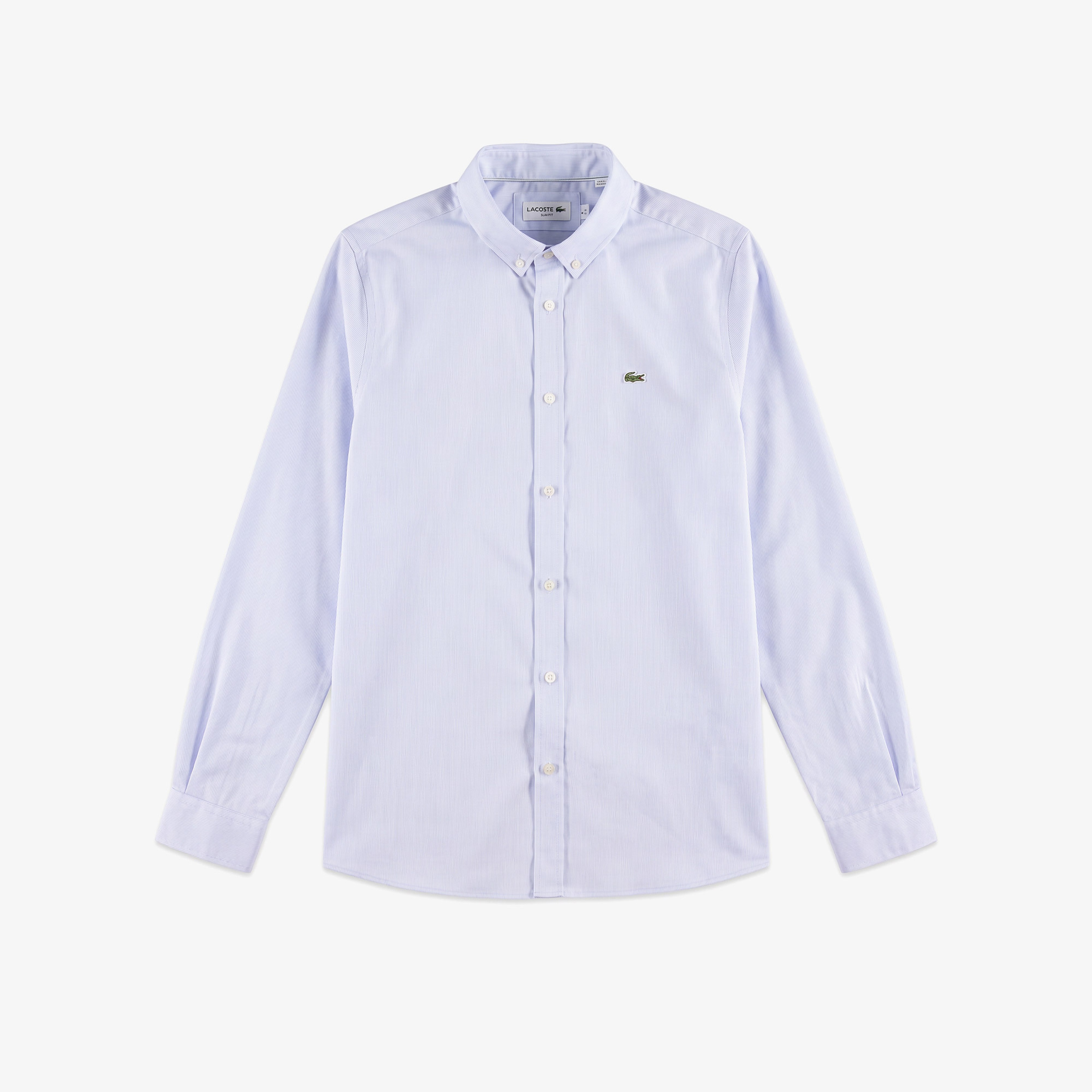 Erkek Slim Fit Düğmeli Yaka Mavi Gömlek