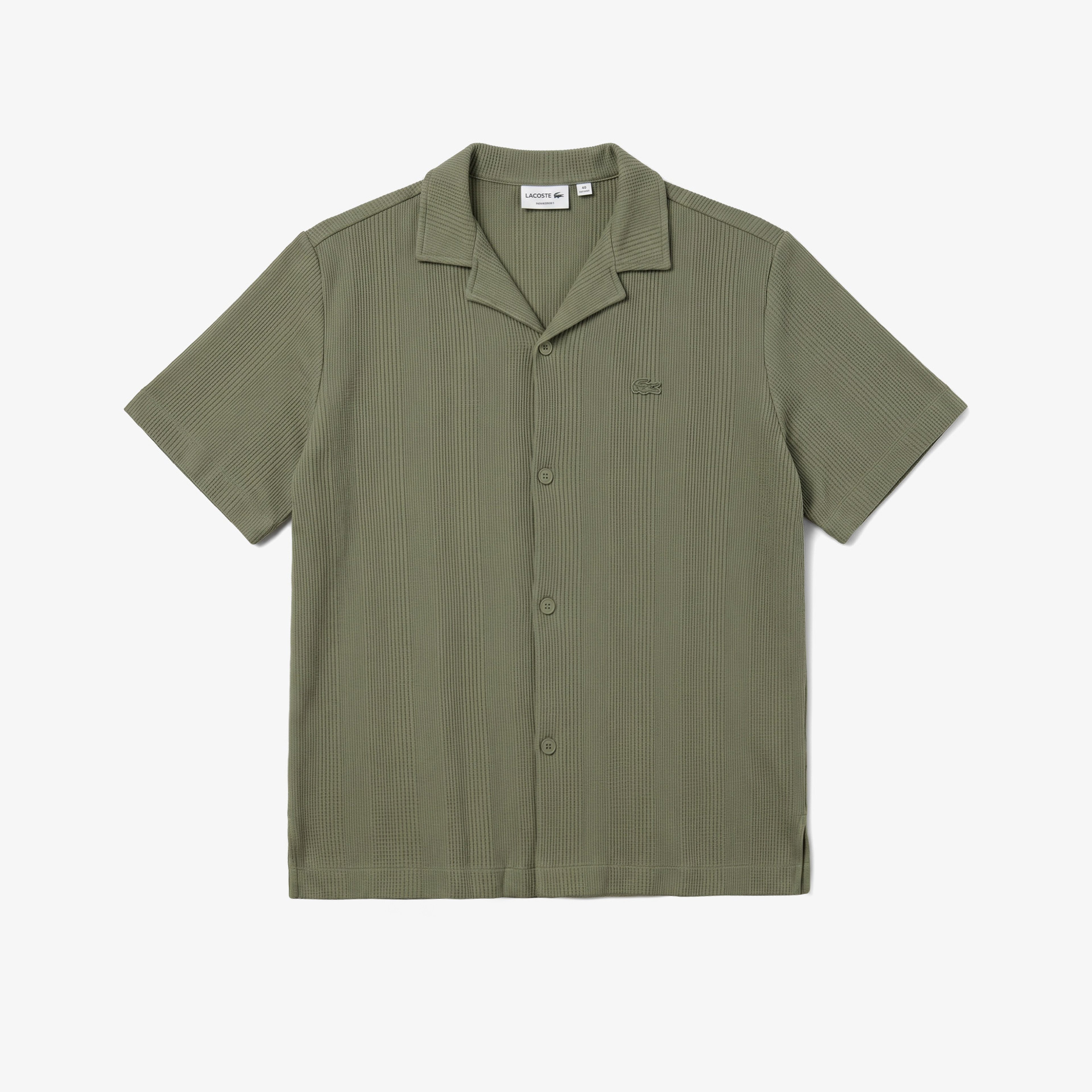 Erkek Relaxed Fit Kısa Kollu Çizgili Haki Gömlek Erkek Relaxed Fit Kısa Kollu Çizgili Haki Gömlek