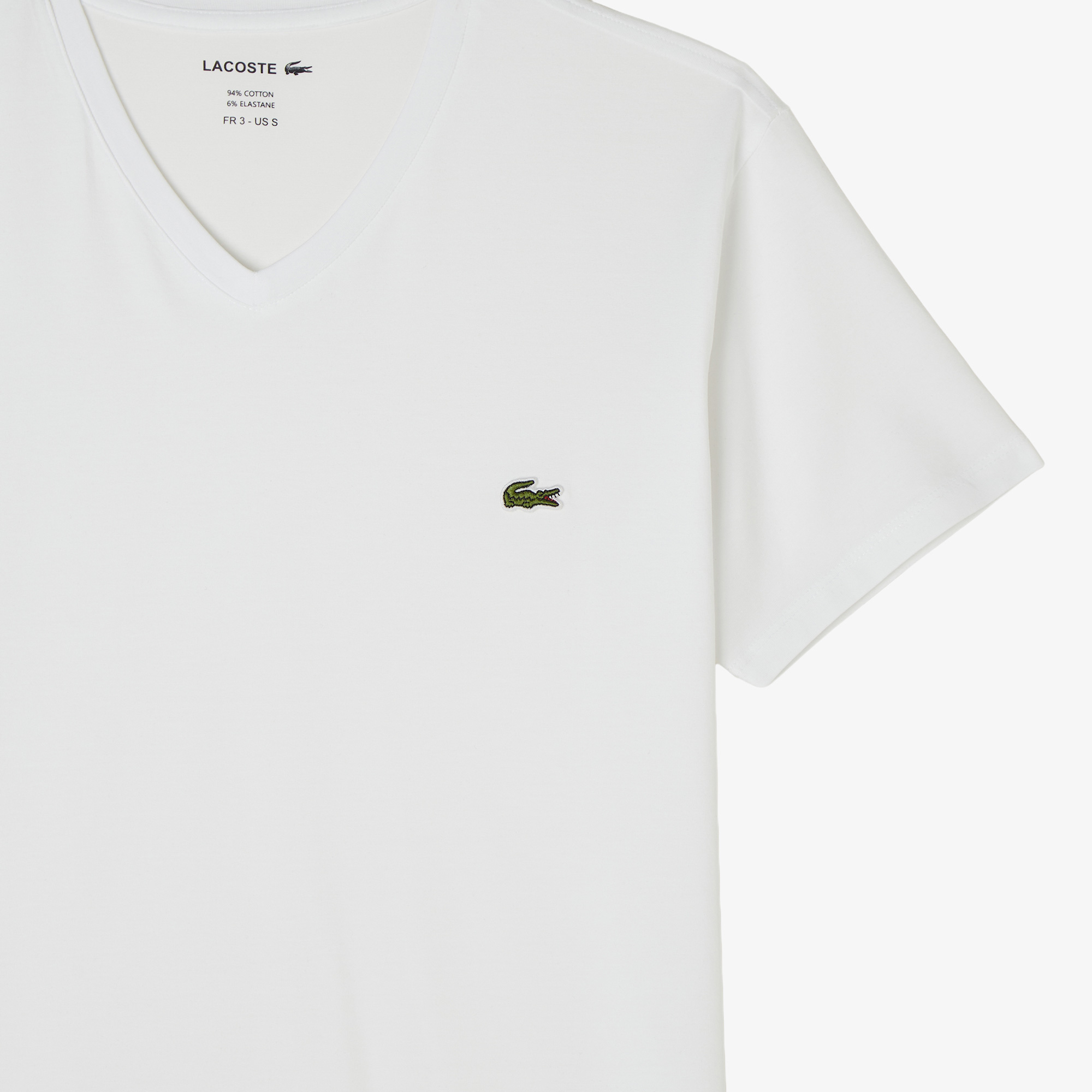 Lacoste Erkek Slim Fit V Yaka Beyaz T-Shirt görsel 4