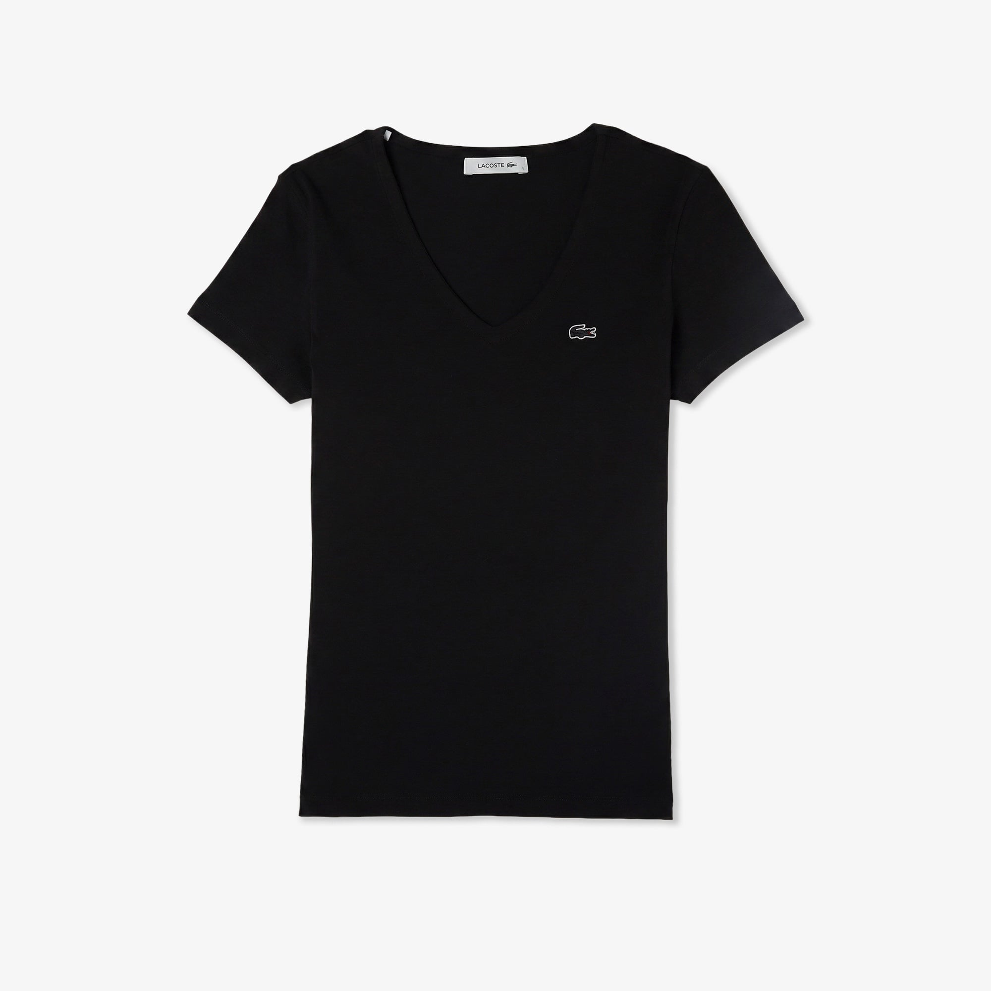 Kadın Slim Fit V Yaka Siyah T-Shirt
