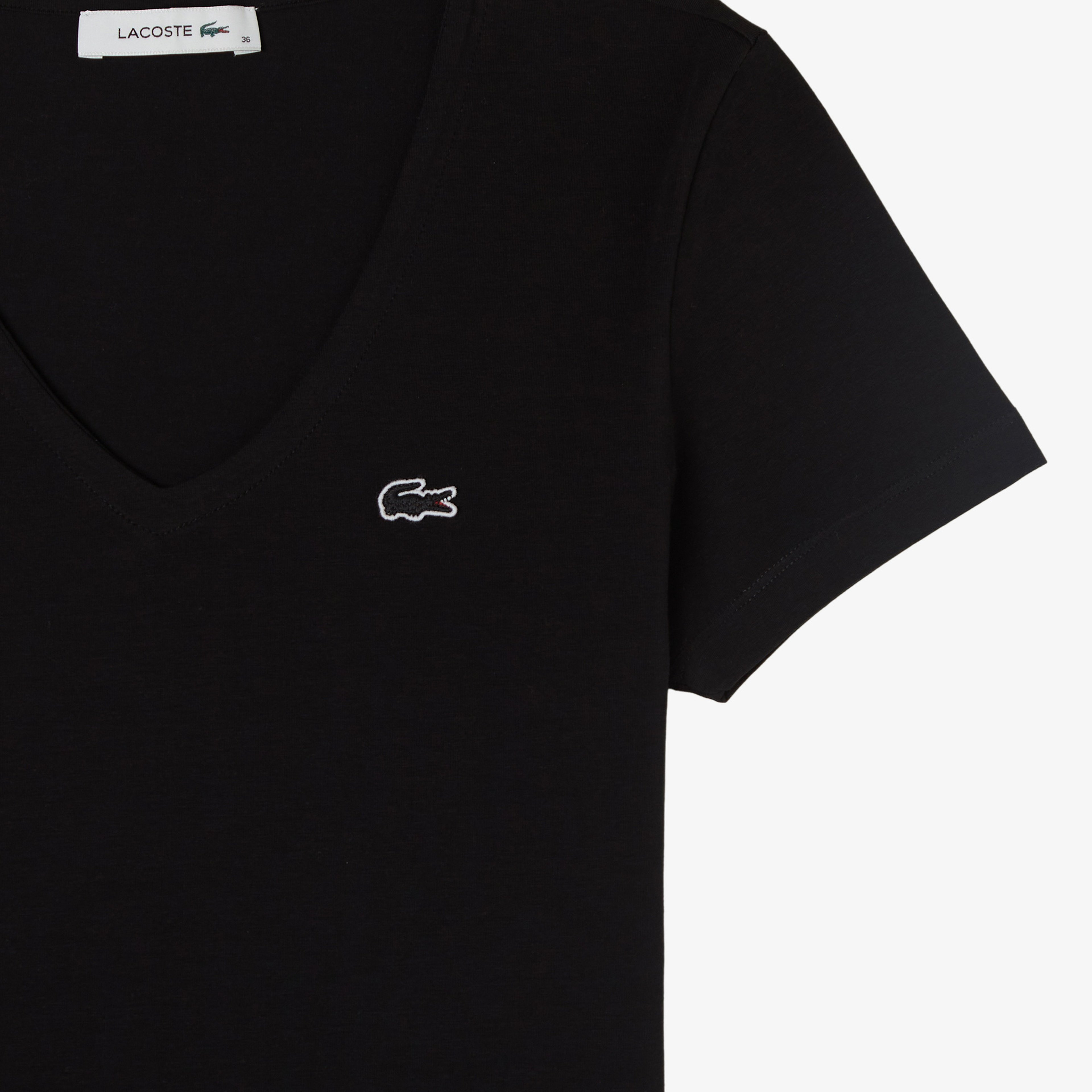 Kadın Slim Fit V Yaka Siyah T-Shirt Kadın Slim Fit V Yaka Siyah T-Shirt