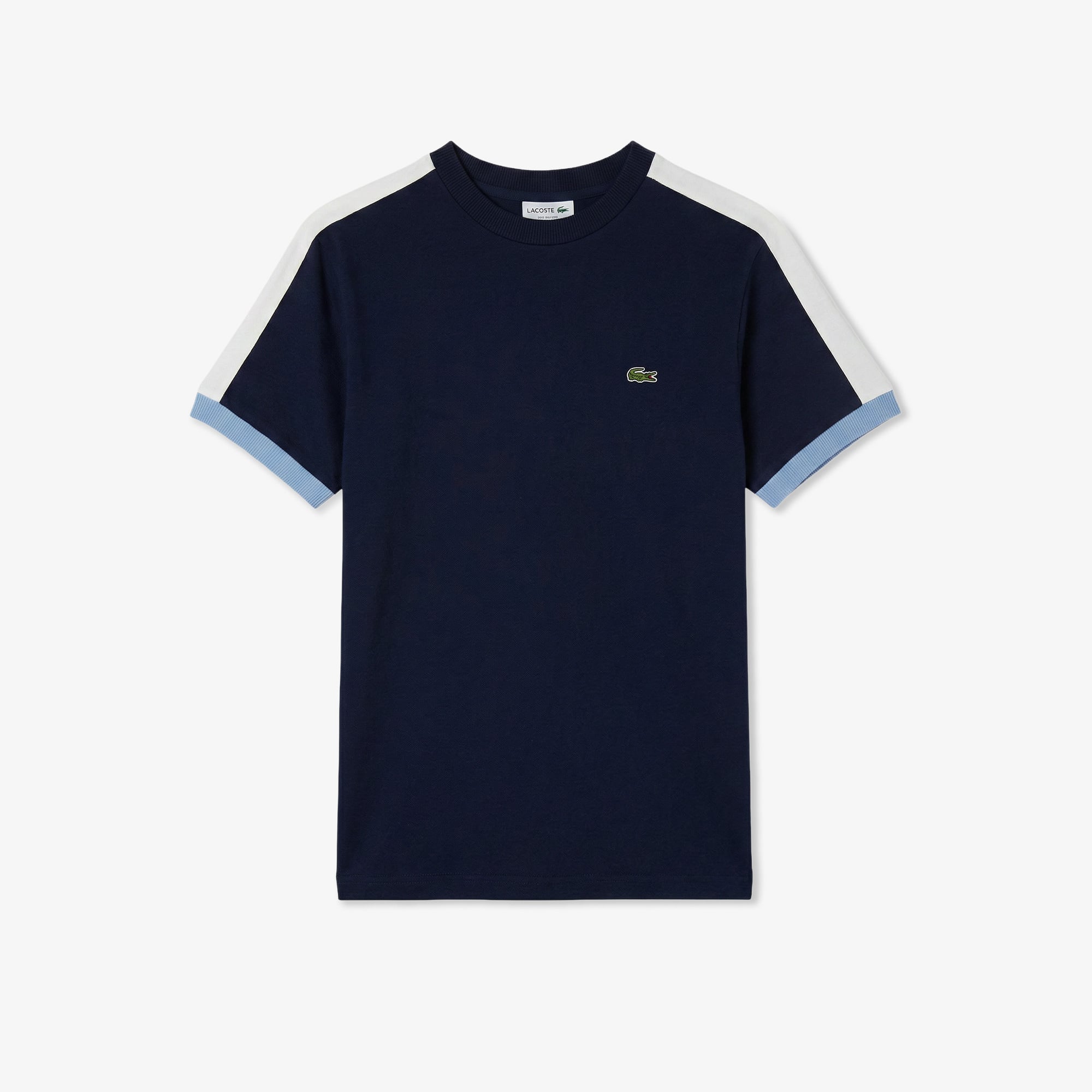Lacoste Erkek Regular Fit Bisiklet Yaka Renk Bloklu Lacivert T-Shirt görsel 3