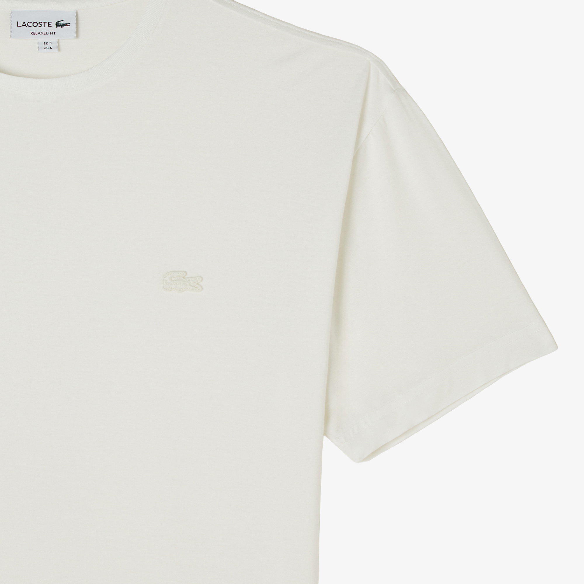 Lacoste Erkek Relaxed Fit Bisiklet Yaka Beyaz T-Shirt görsel 4