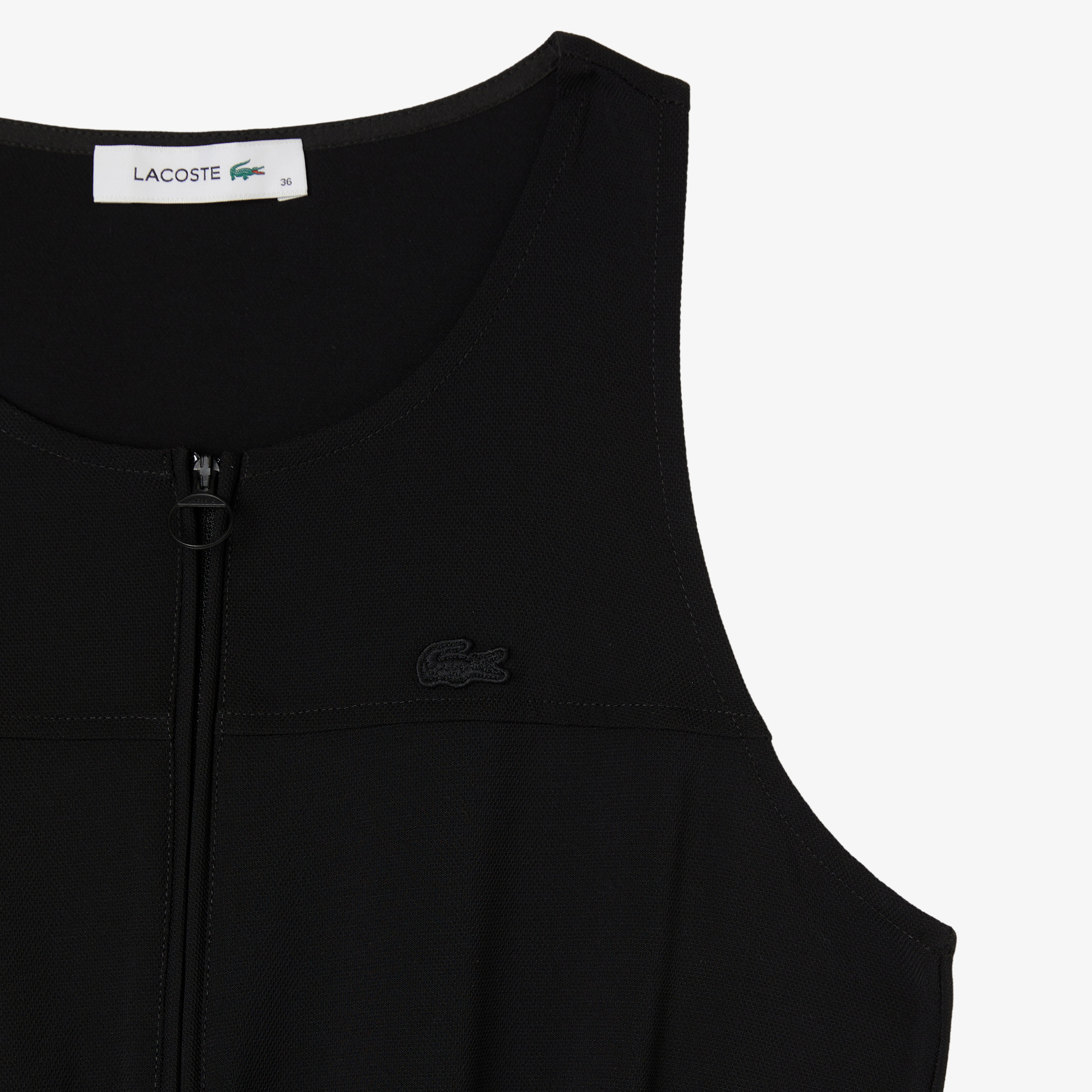 Lacoste Kadın Flare Fit Kolsuz Bisiklet Yaka Siyah Elbise görsel 4