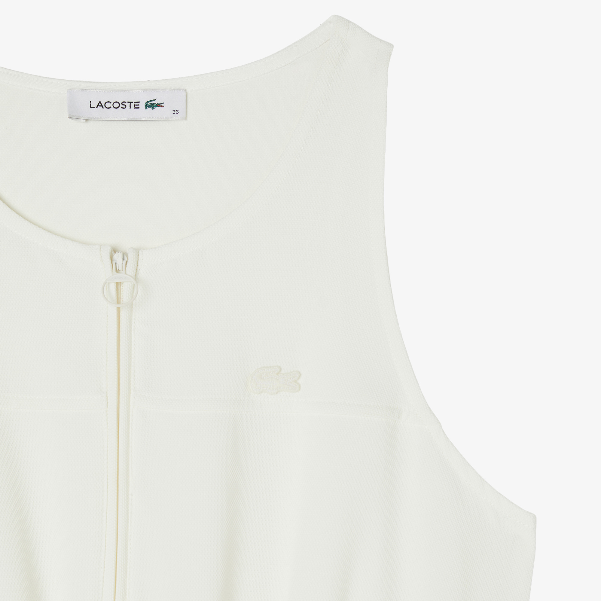 Lacoste Kadın Flare Fit Kolsuz Bisiklet Yaka Krem Elbise görsel 4