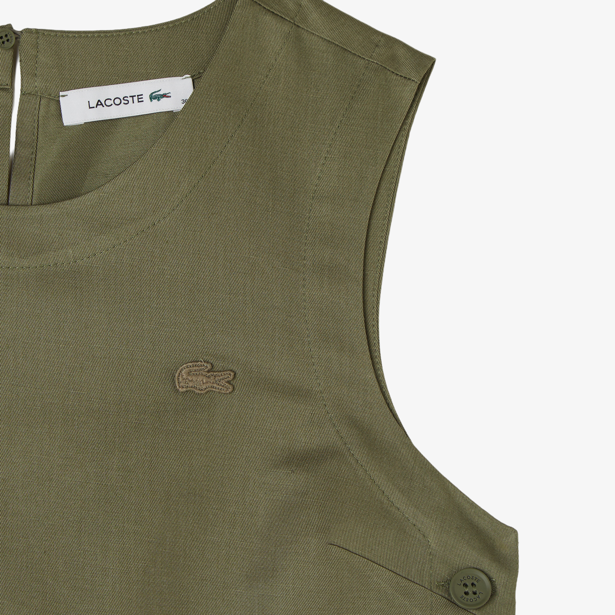 Lacoste Kadın Slim Fit Kolsuz Haki Bluz görsel 4