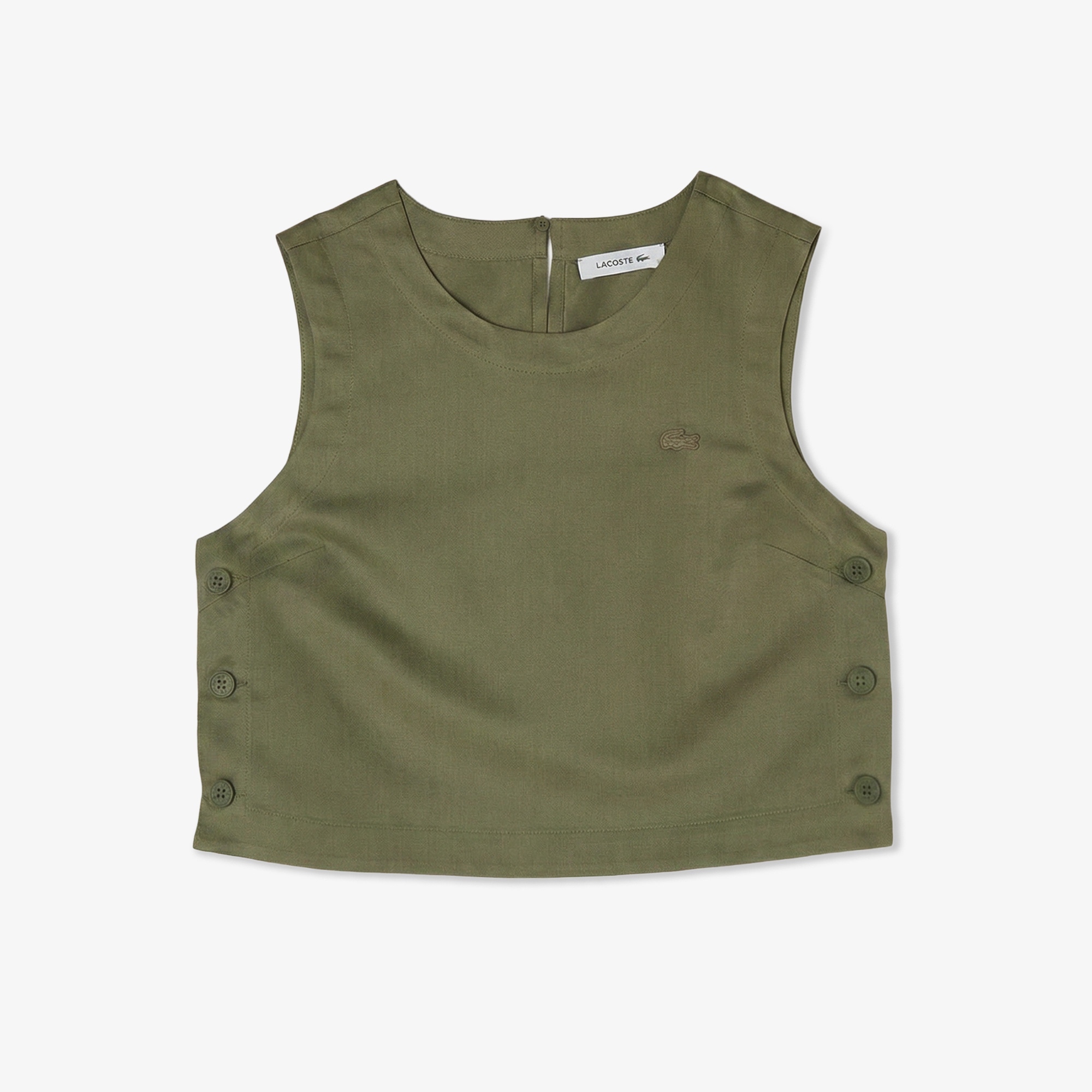 Lacoste Kadın Slim Fit Kolsuz Haki Bluz görsel 3