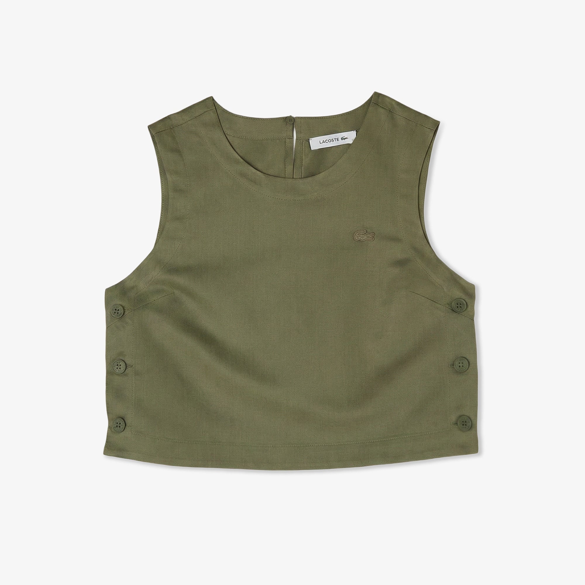 Kadın Slim Fit Kolsuz Haki Bluz