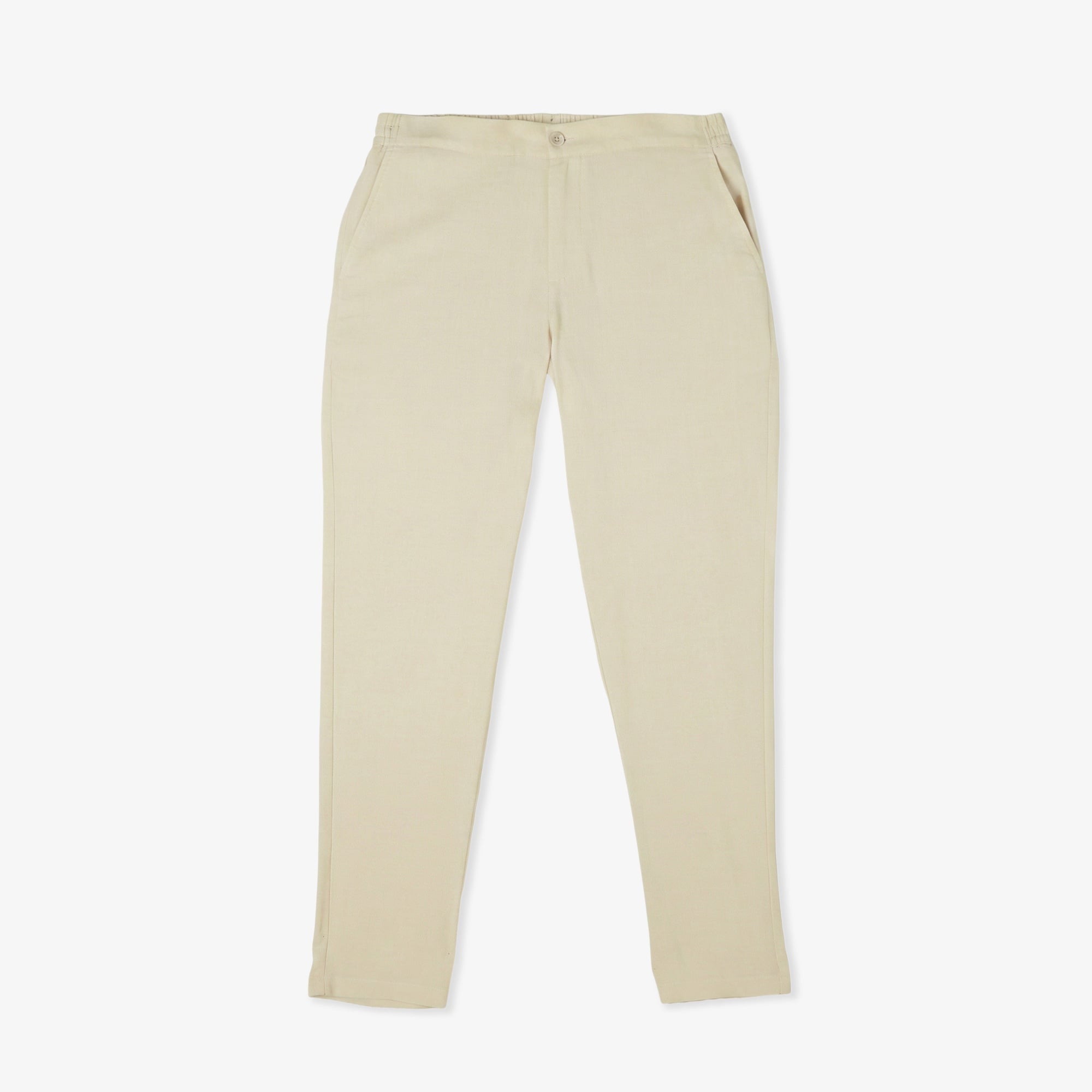 Erkek Tapered Fit Krem Chino Pantolon
