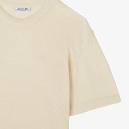 Kadın Relaxed Fit Truvakar Kollu Bisiklet Yaka Keten Bej Triko Bej