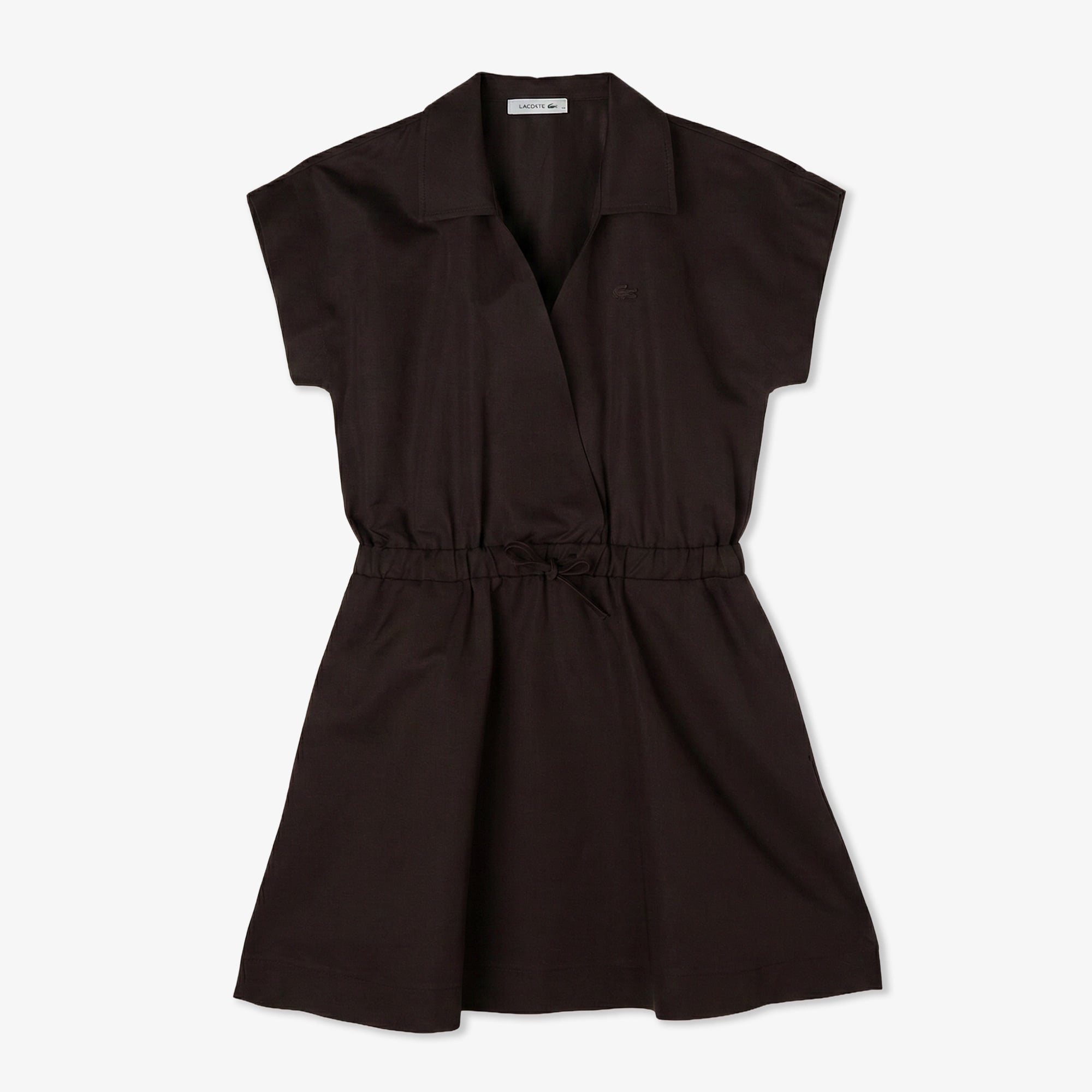 Kadın Flare Fit Kısa Kollu Polo Yaka Kahverengi Elbise