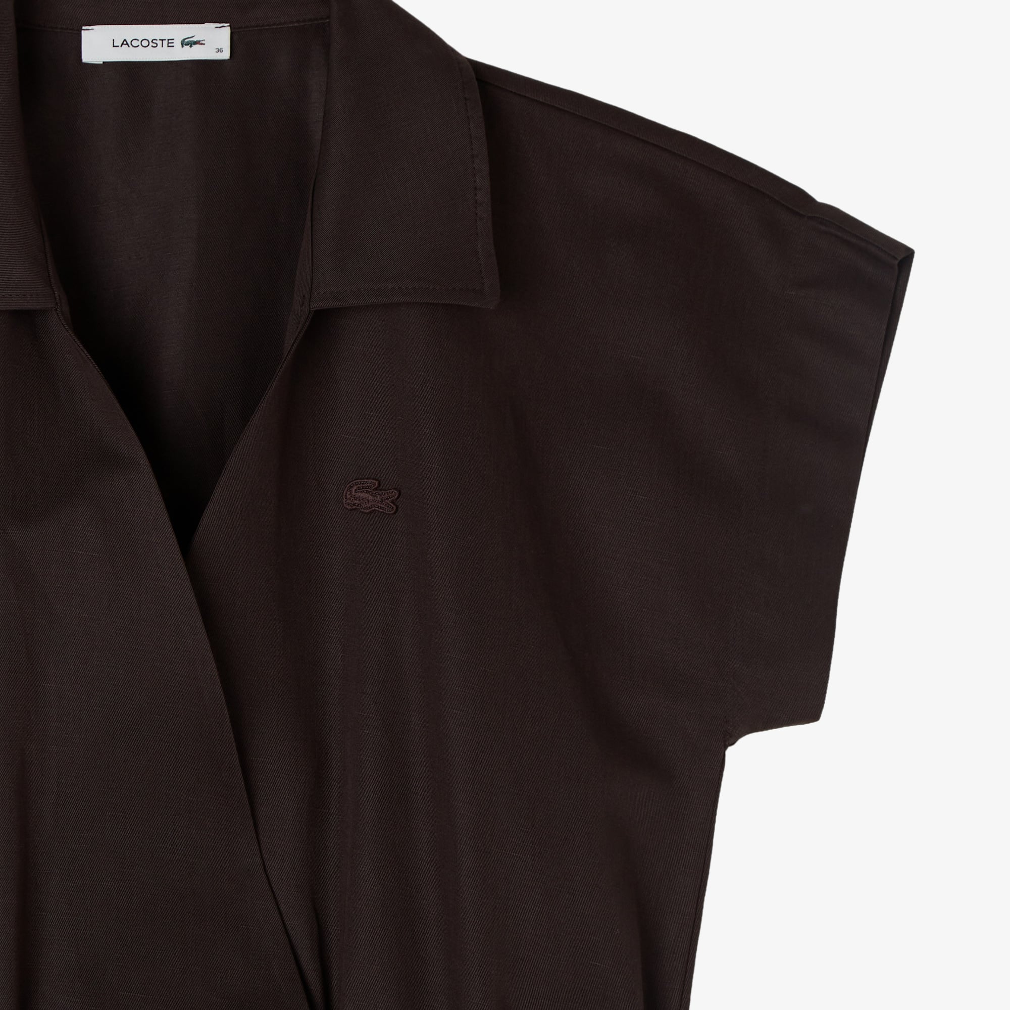 Lacoste Kadın Flare Fit Kısa Kollu Polo Yaka Kahverengi Elbise görsel 4